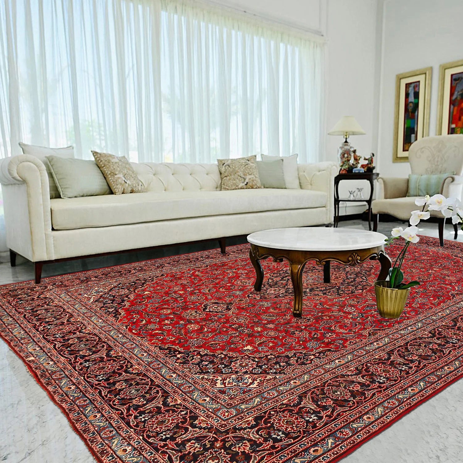 Red Color Kashan Rug 292 x 382 (cm) - No. R24109