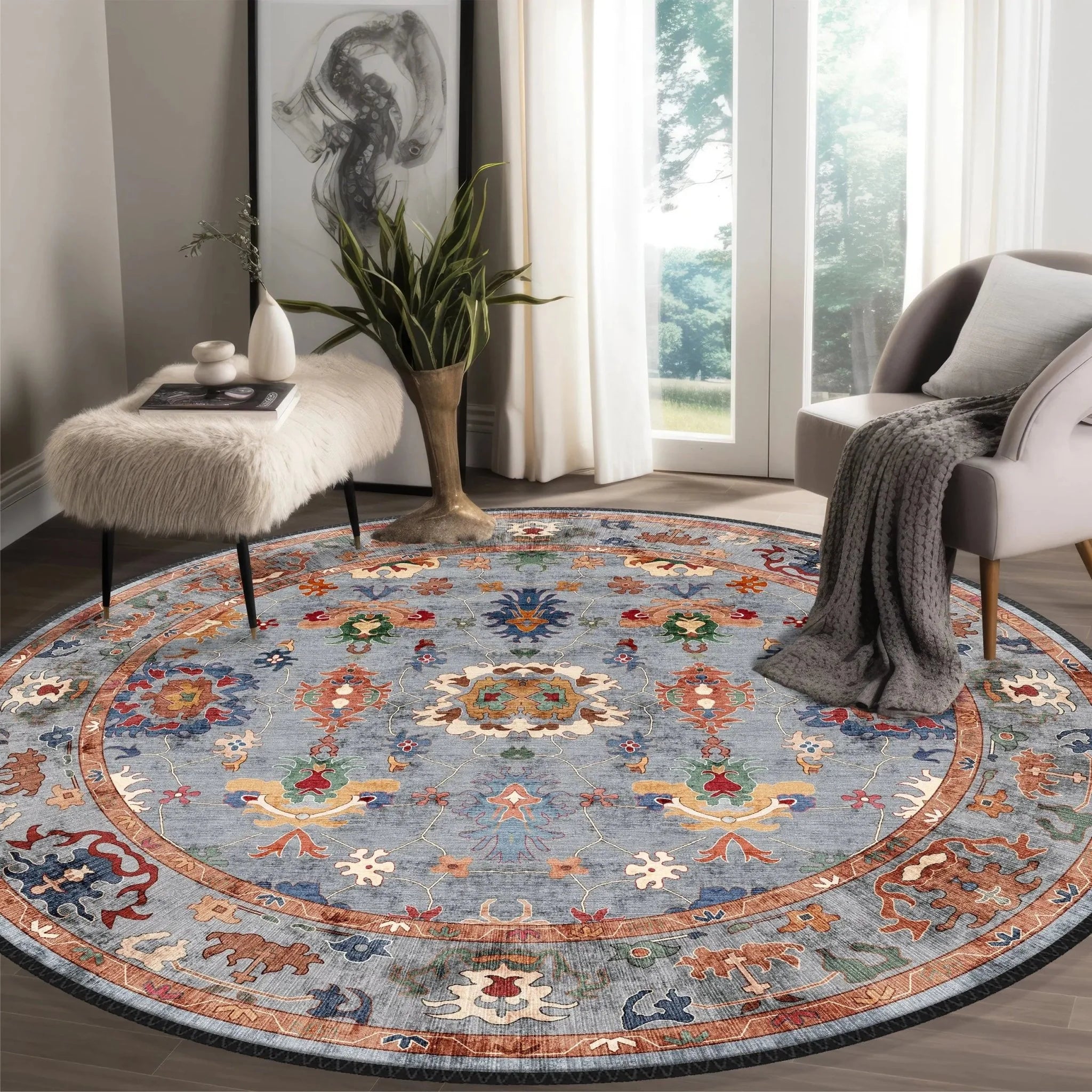 Round Oushak Rug - Aladdinrugs