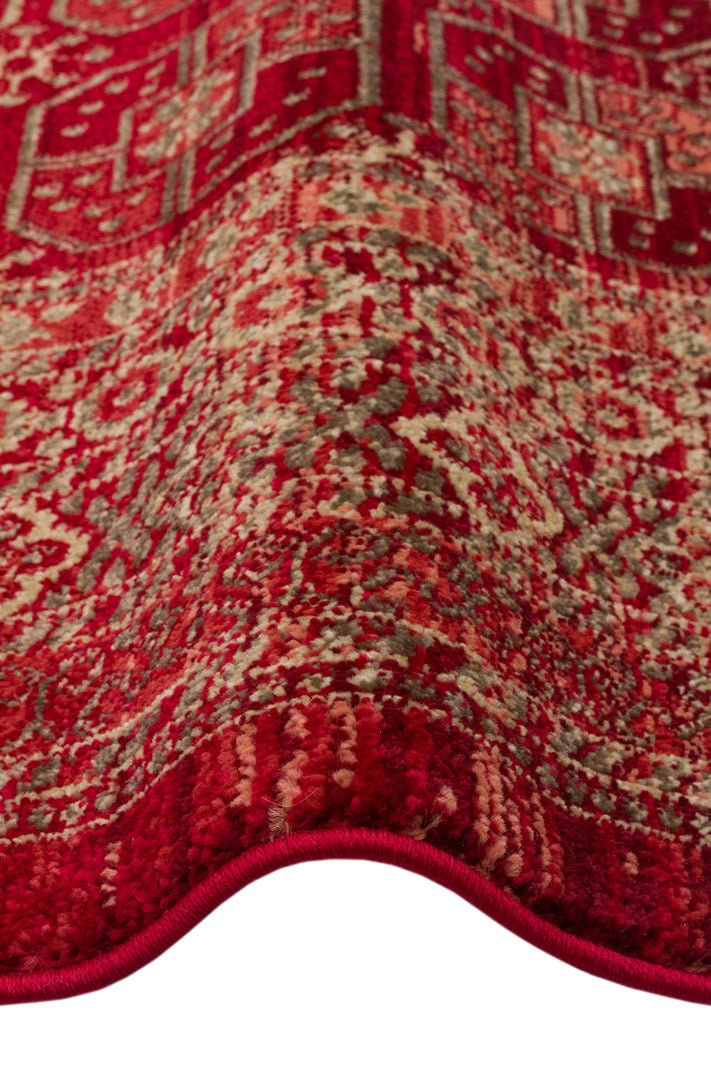 Royal Octagon Grid Rug Traditional Red Persian Style Rug