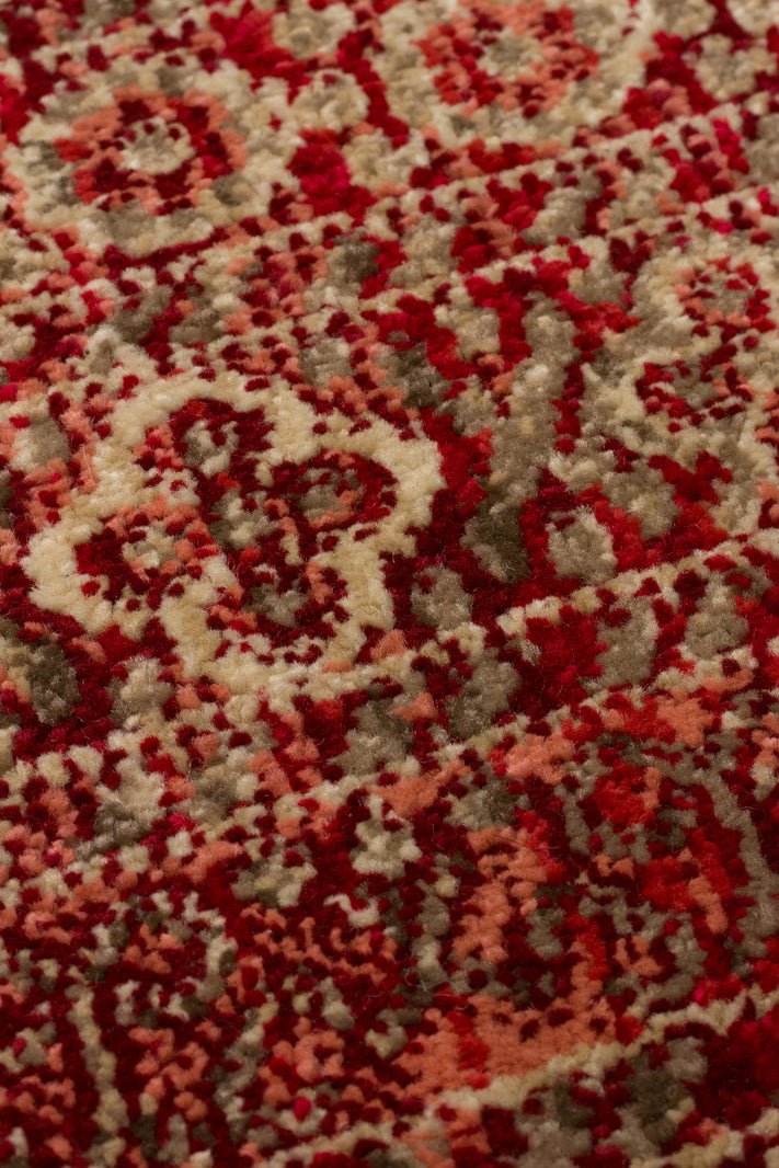 Royal Octagon Grid Rug Traditional Red Persian Style Rug