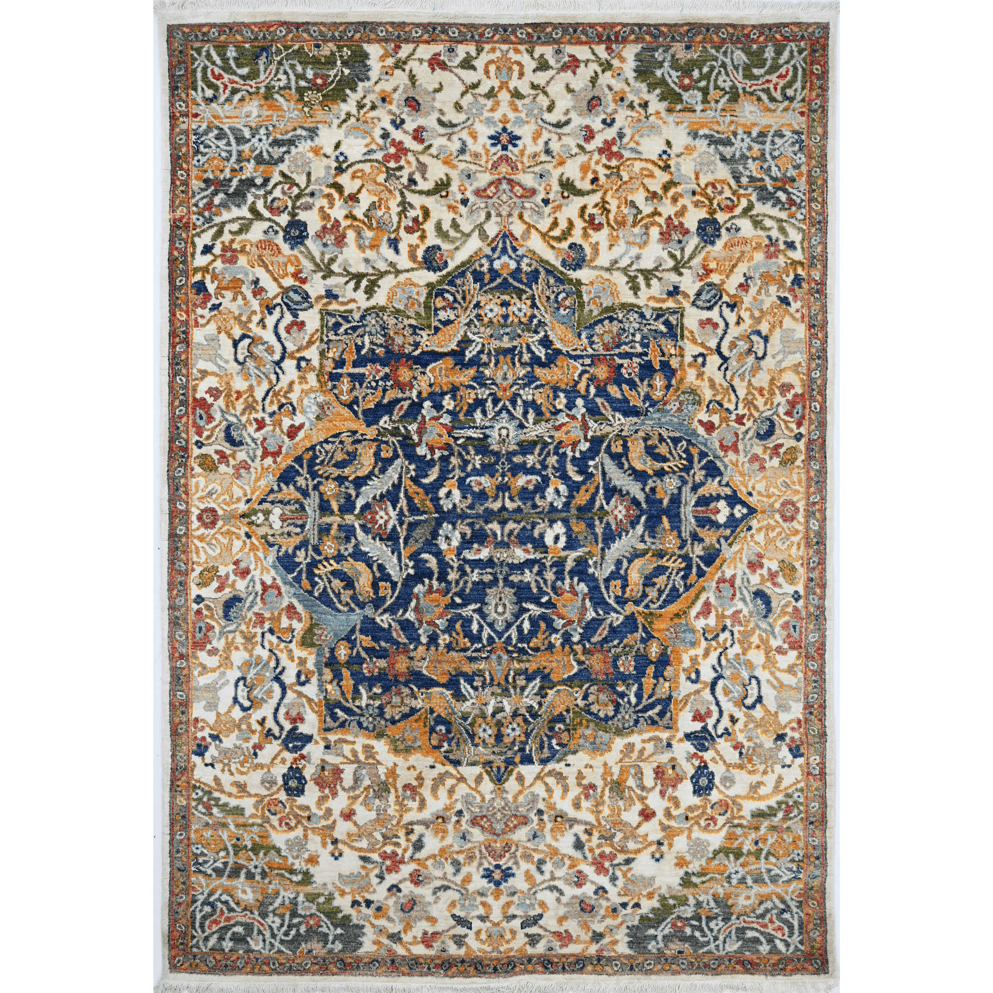Royal Sapphire Garden Hand-Knotted Rug 154 × 244 cm