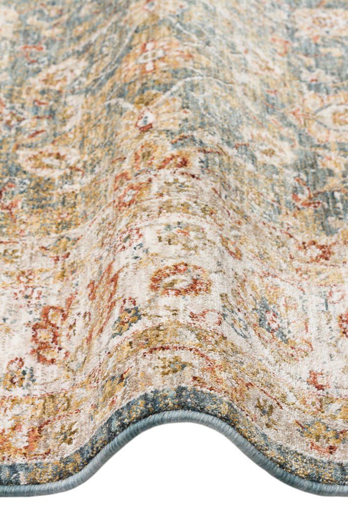 Serene Blue Arabesque Rug - Elegant Persian Style, Soft & Durable