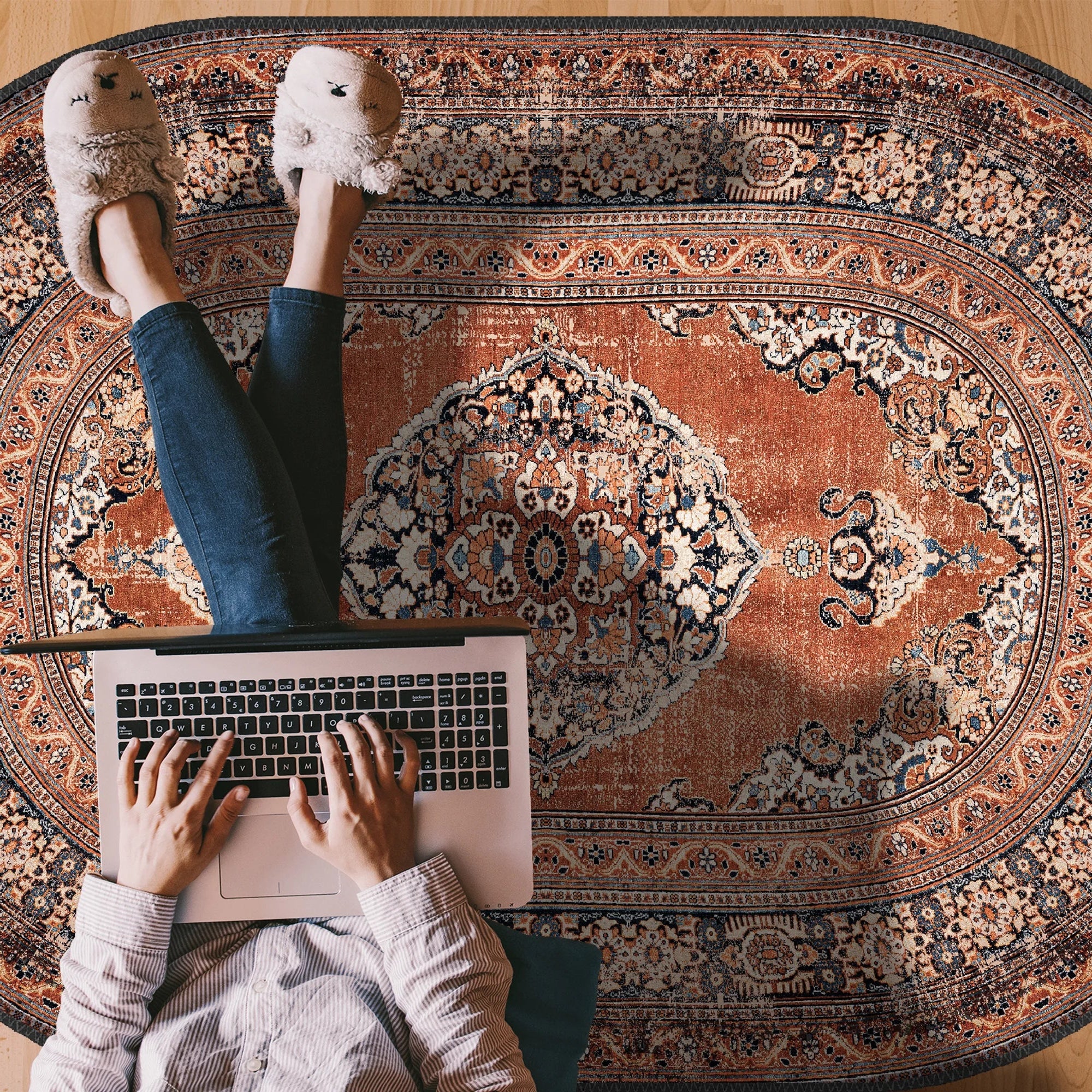 Terracotta Oriental Rug - Aladdinrugs
