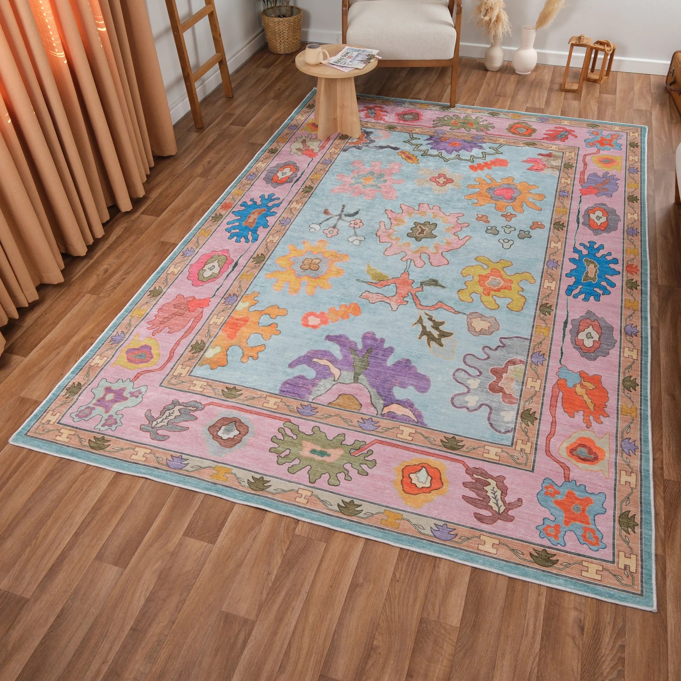 Floral Pink Rug - Aladdinrugs