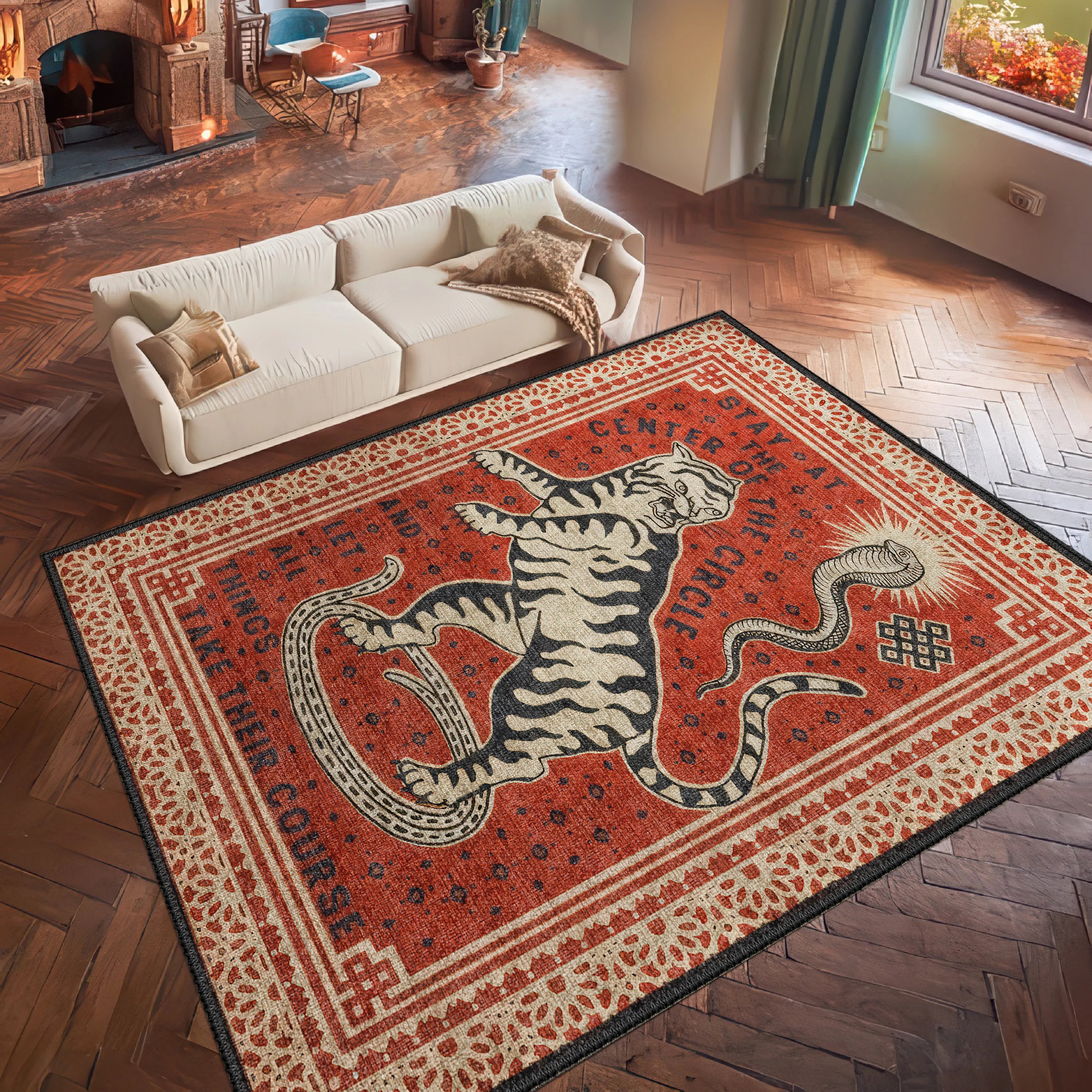Retro Tiger Rug - Aladdinrugs