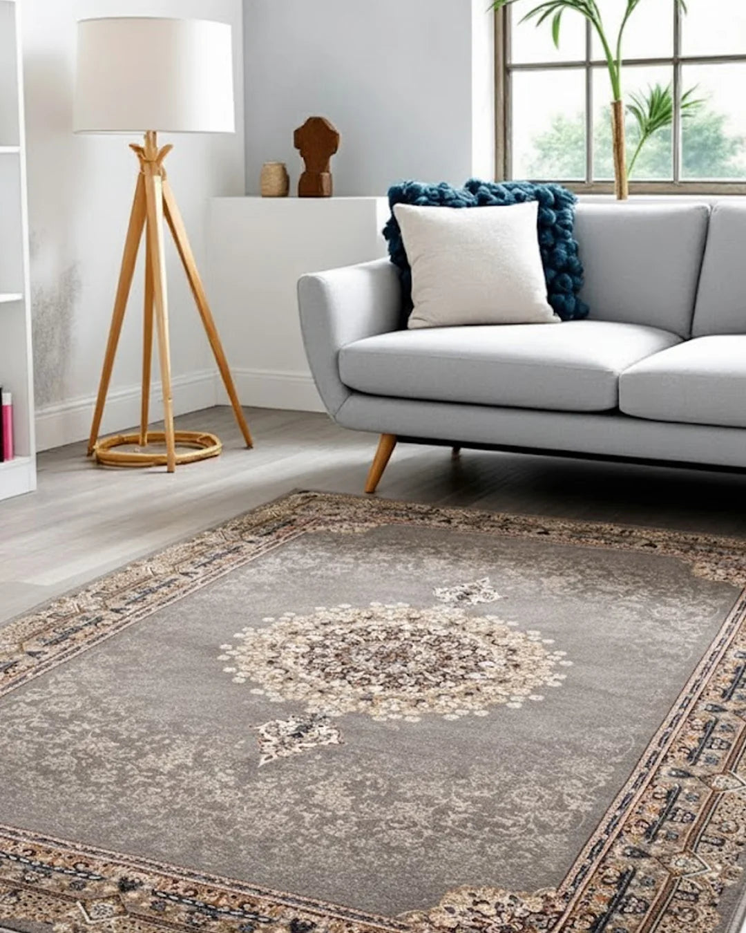 SAPPHIRE Grey Floral Medallion Rug 8418D E3377