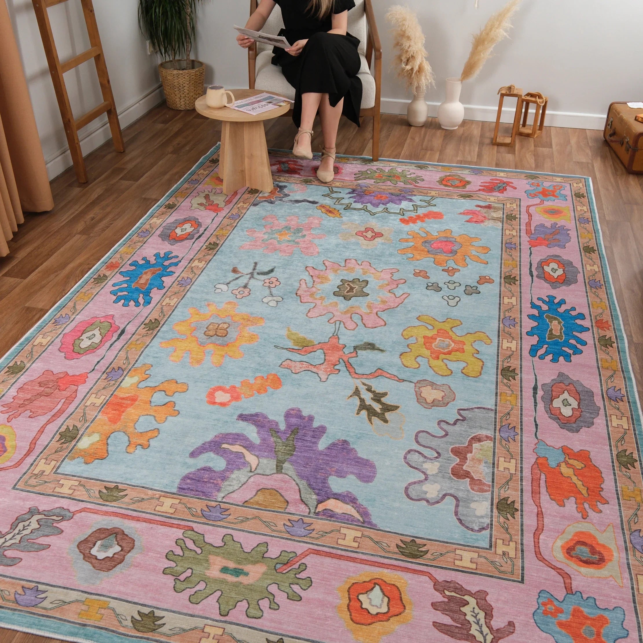 Floral Pink Rug - Aladdinrugs