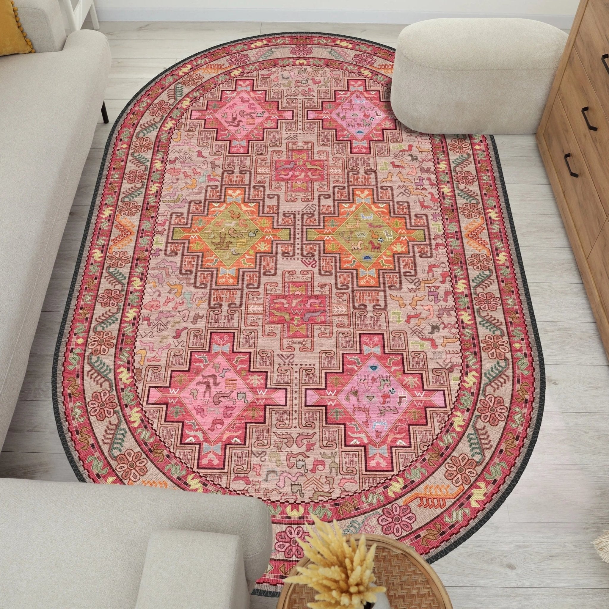 Pink Tribal Rug - Aladdinrugs