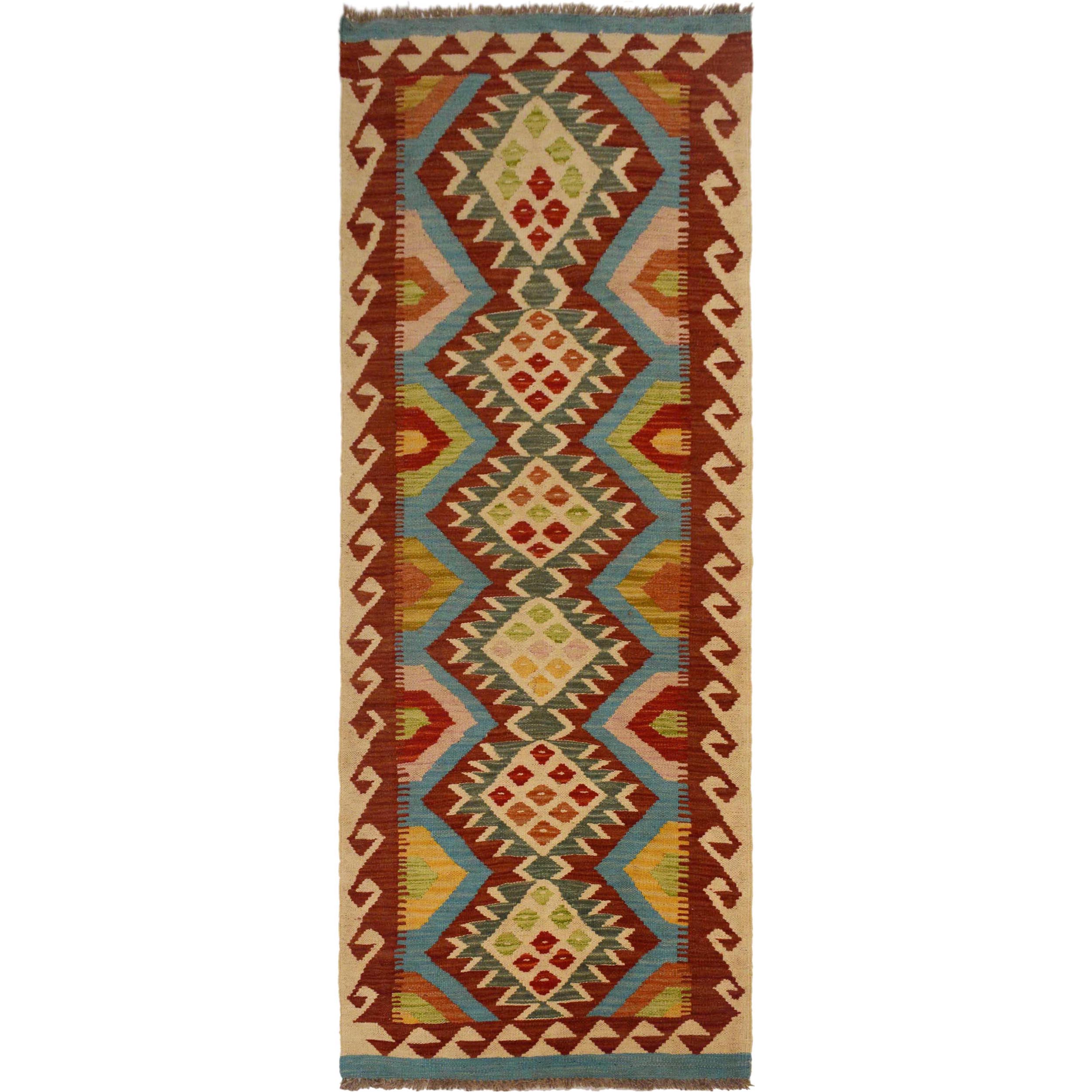 Vegetable Kelim Runner Wool Flatweave Rug W35527 24.8x75.6