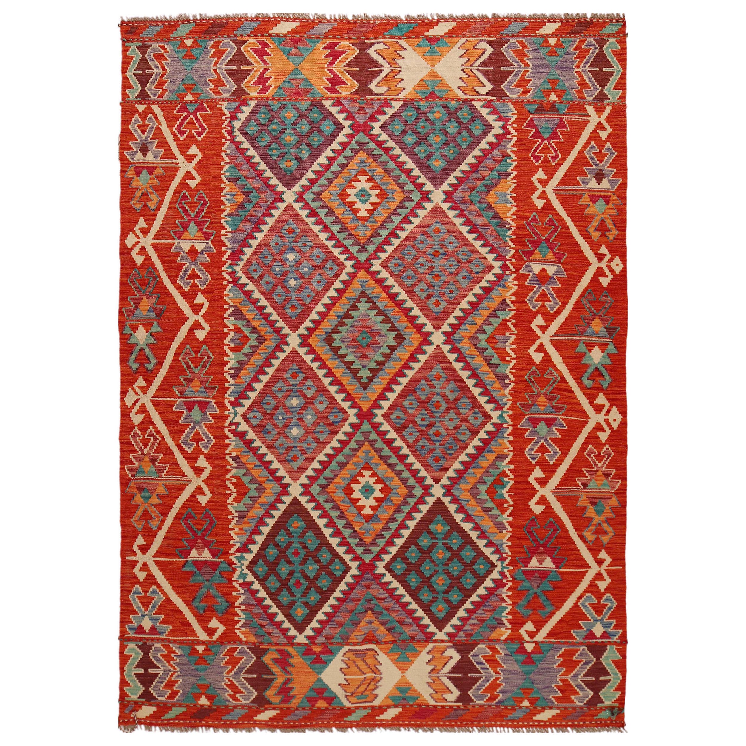 Handmade Vegetable Kelim 6' 0" x 8' 5" (ft) - No. W35934