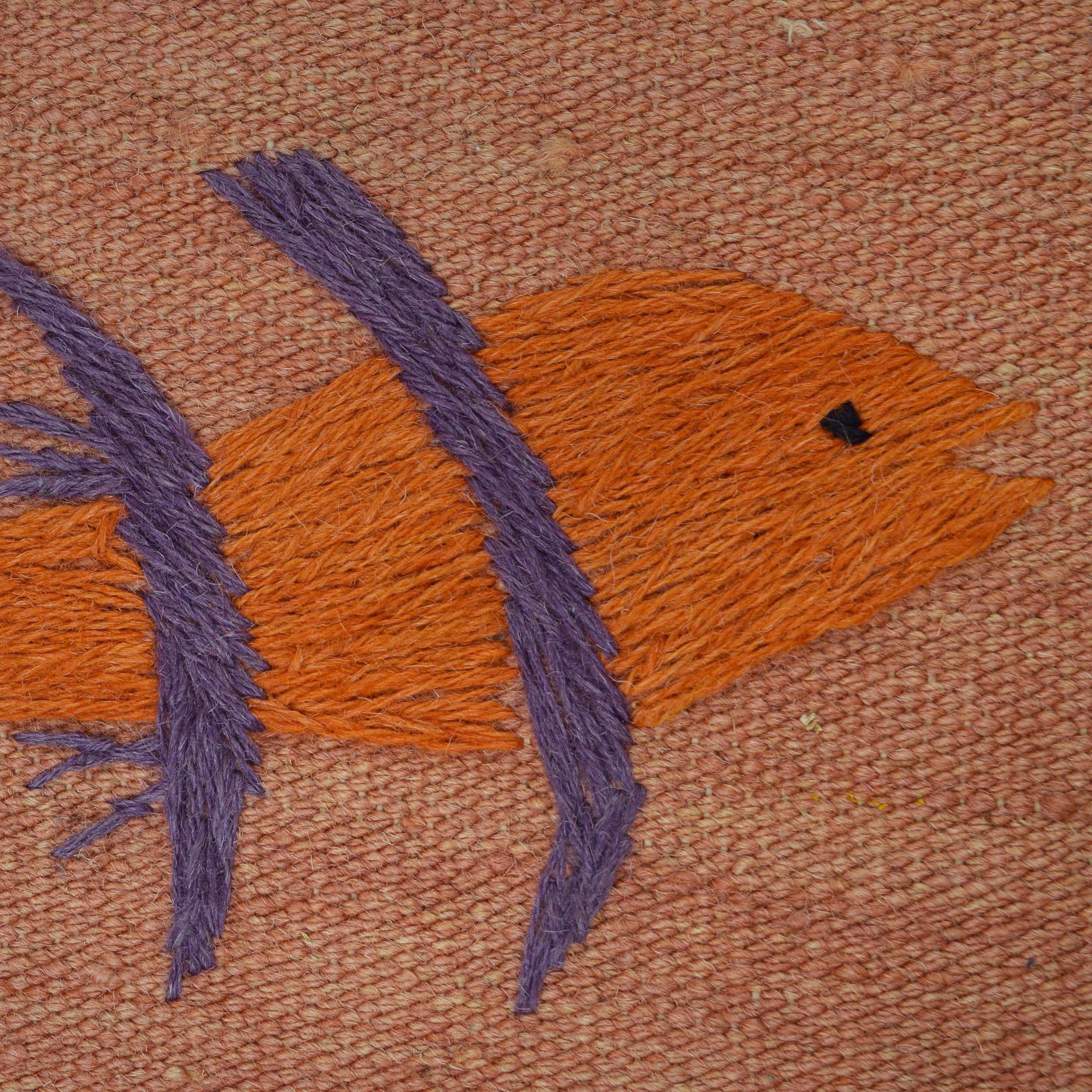 Terracotta Color Embroidery Flatweave Kilim 2' 8" x 12' 10" (ft)- No. B32076