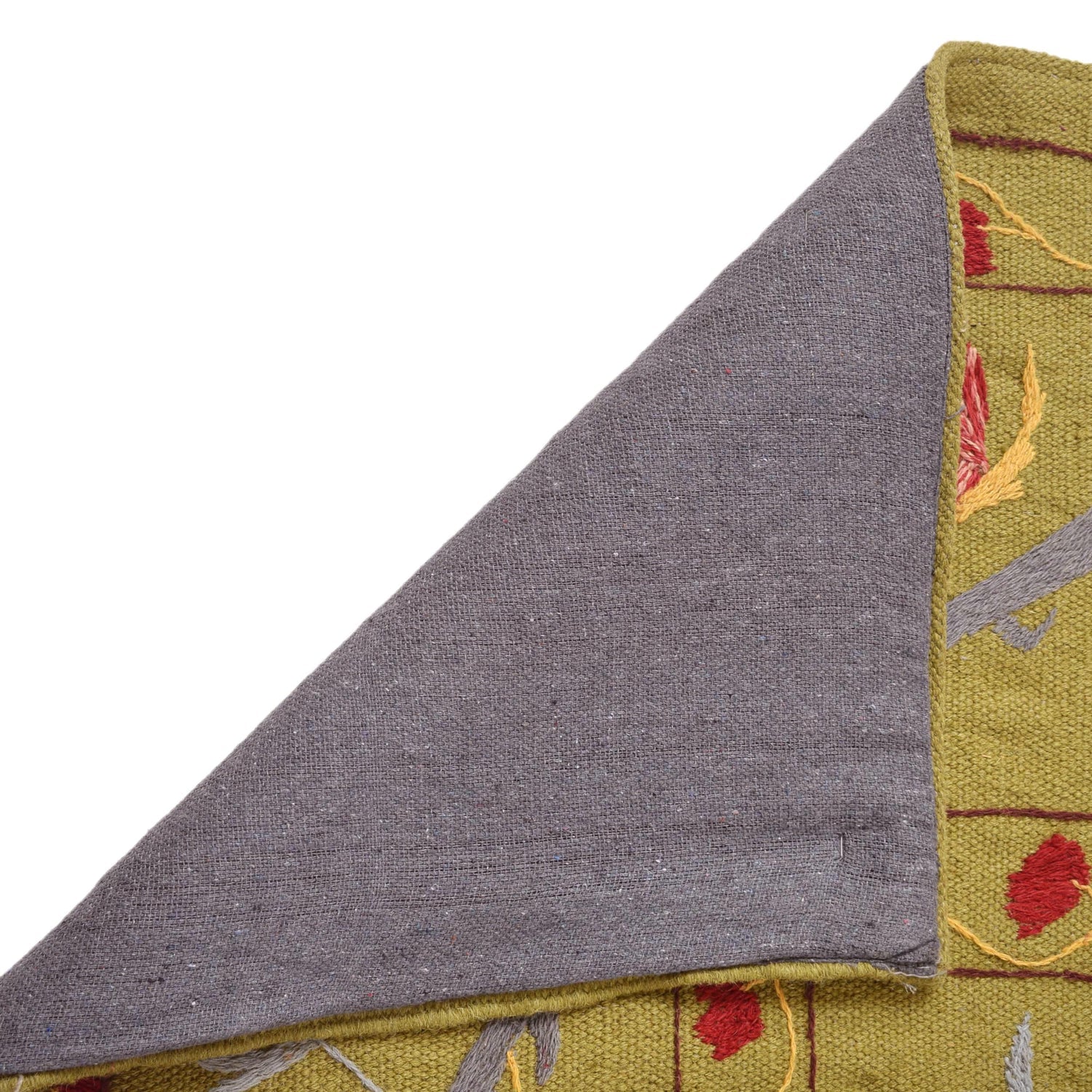 Handmade Green Embroidered Flatweave Kilim Rug 150 × 203 cm – No. B32081