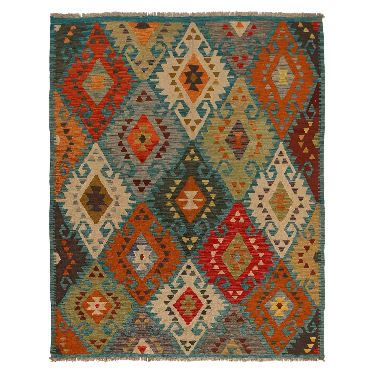 Handmade Natural Wool Kilim Rug 155 × 195 cm – No. B34718