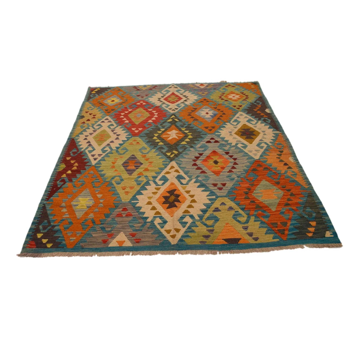 Handmade Natural Wool Kilim Rug 155 × 195 cm – No. B34718