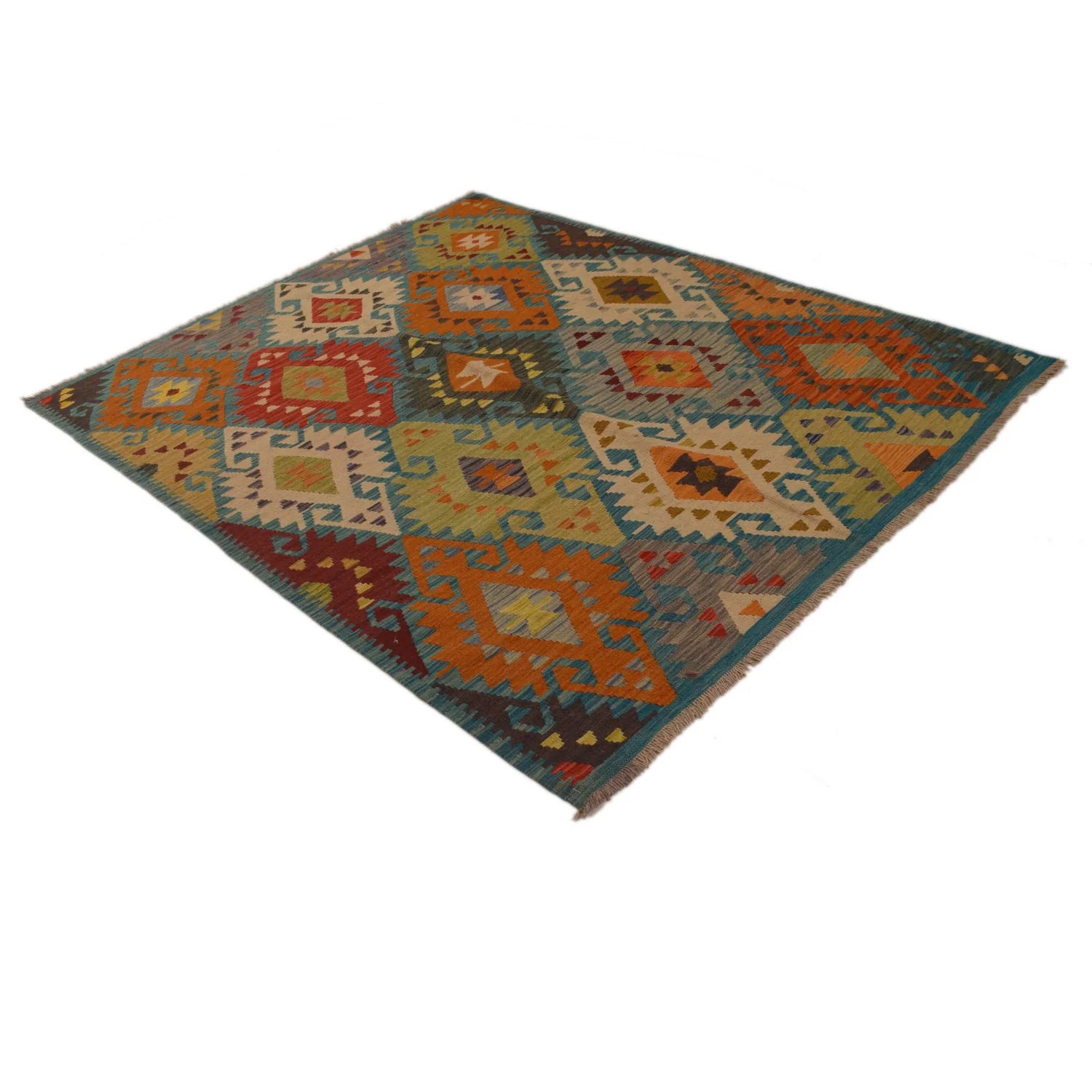 Handmade Natural Wool Kilim Rug 155 × 195 cm – No. B34718