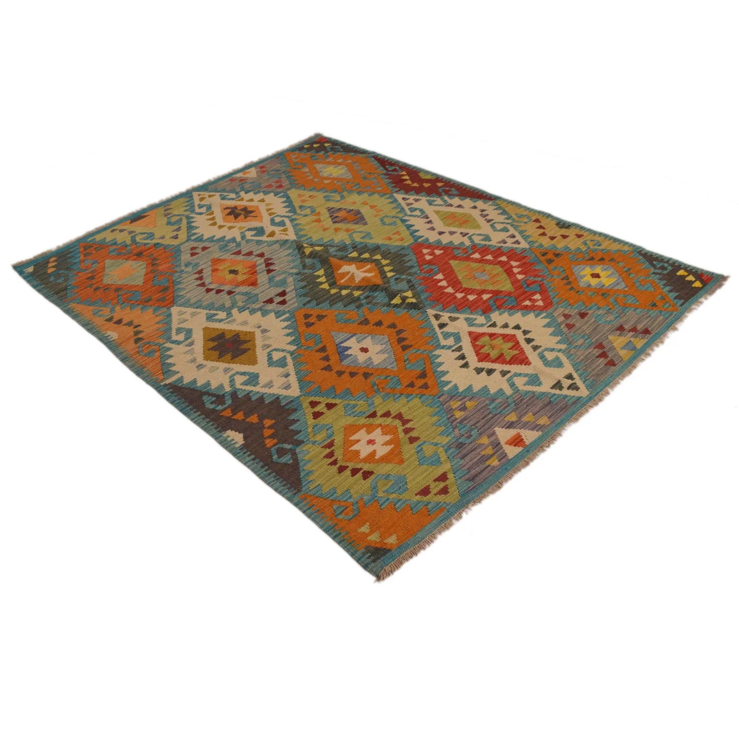 Handmade Natural Wool Kilim Rug 155 × 195 cm – No. B34718