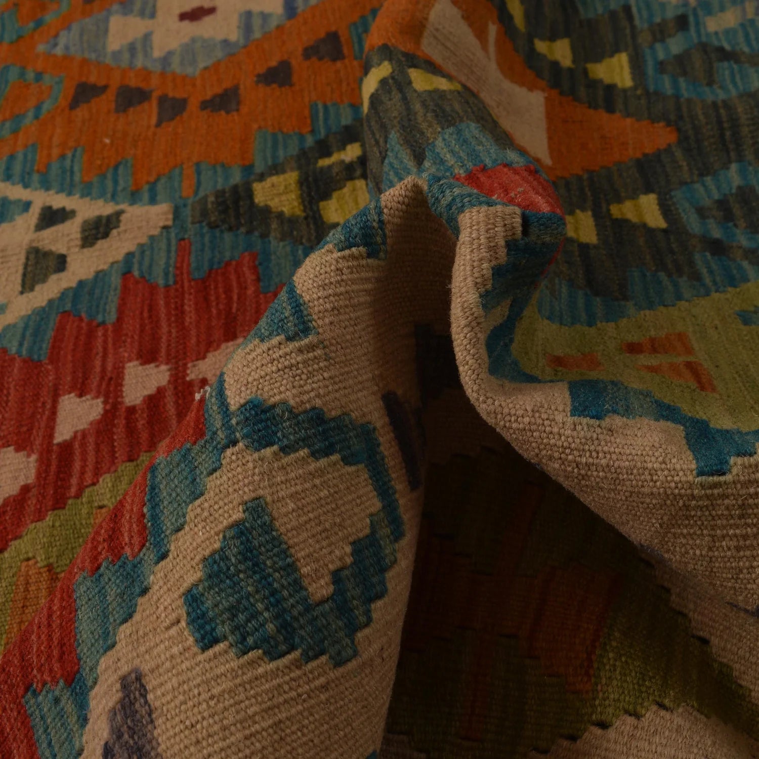 Handmade Natural Wool Kilim Rug 155 × 195 cm – No. B34718