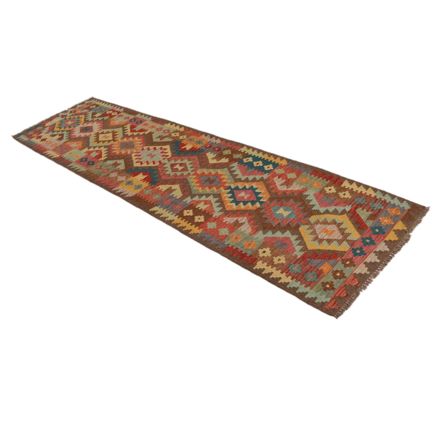 Handmade Natural Wool Kilim Runner Rug 84 × 295 cm – No. B34726