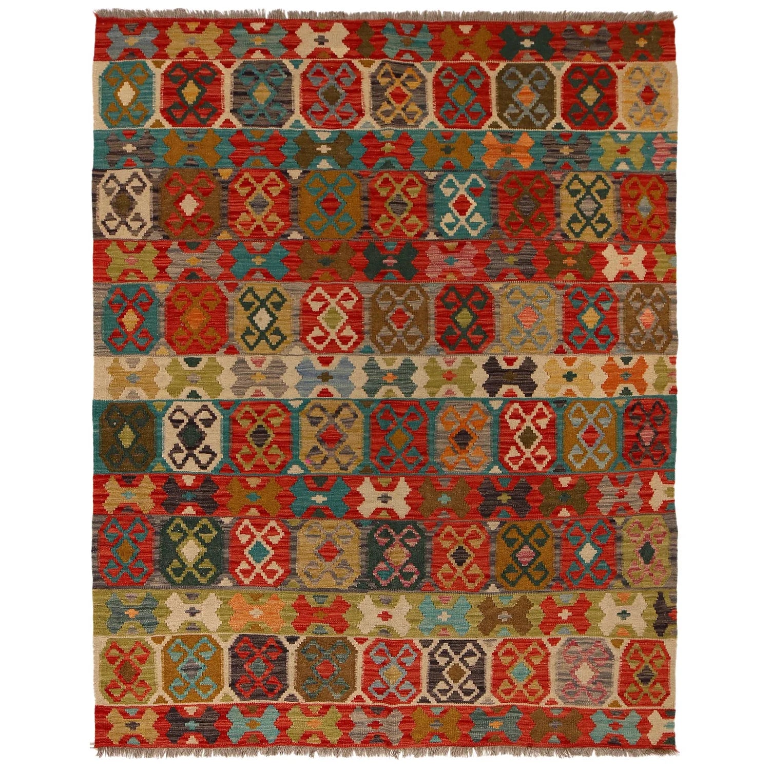 Handmade Natural Wool Kilim Rug 155 × 195 cm – No. B34747