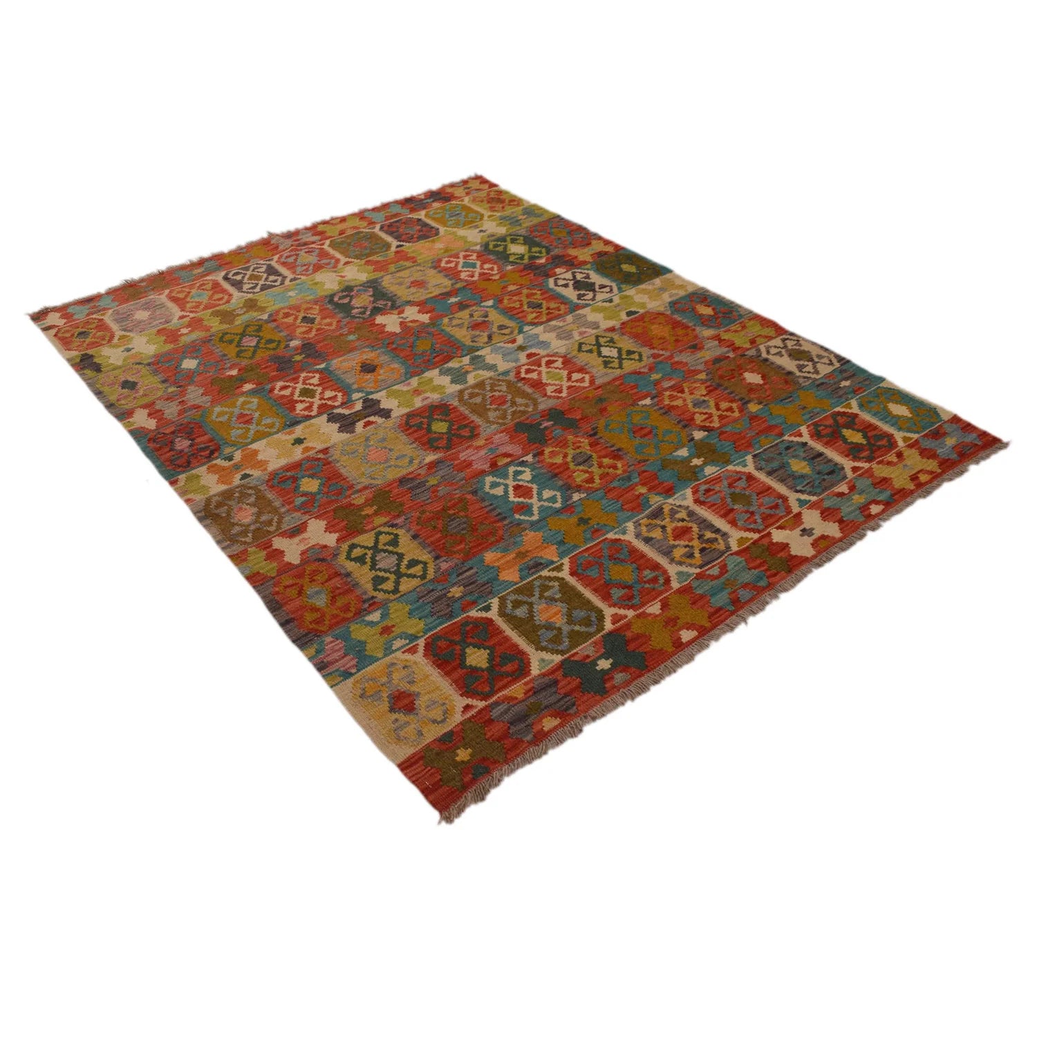 Handmade Natural Wool Kilim Rug 155 × 195 cm – No. B34747