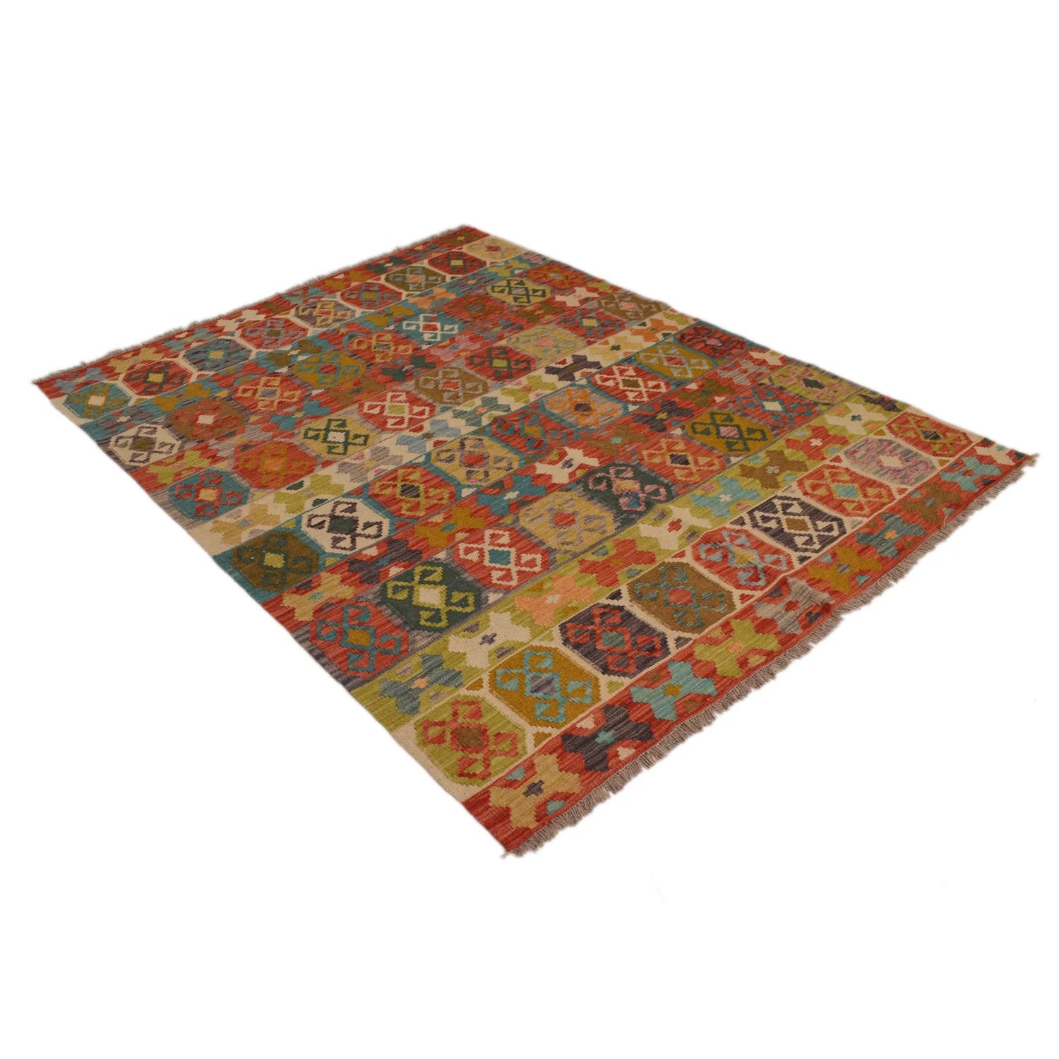 Handmade Natural Wool Kilim Rug 155 × 195 cm – No. B34747