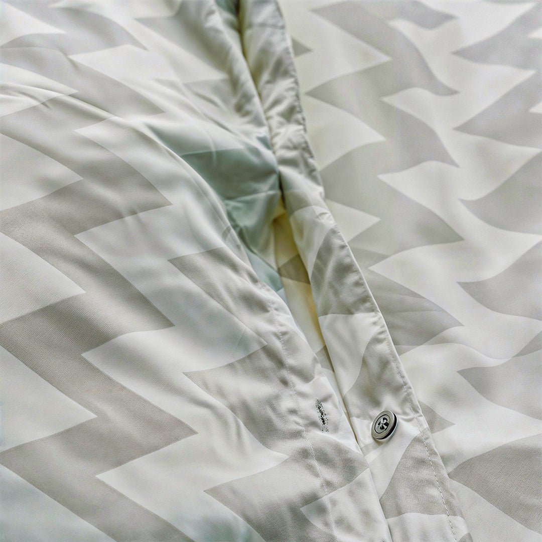 Luxury Cotton Satin Duvet Cover Set – White & Grey Stripes - Aladdinrugs