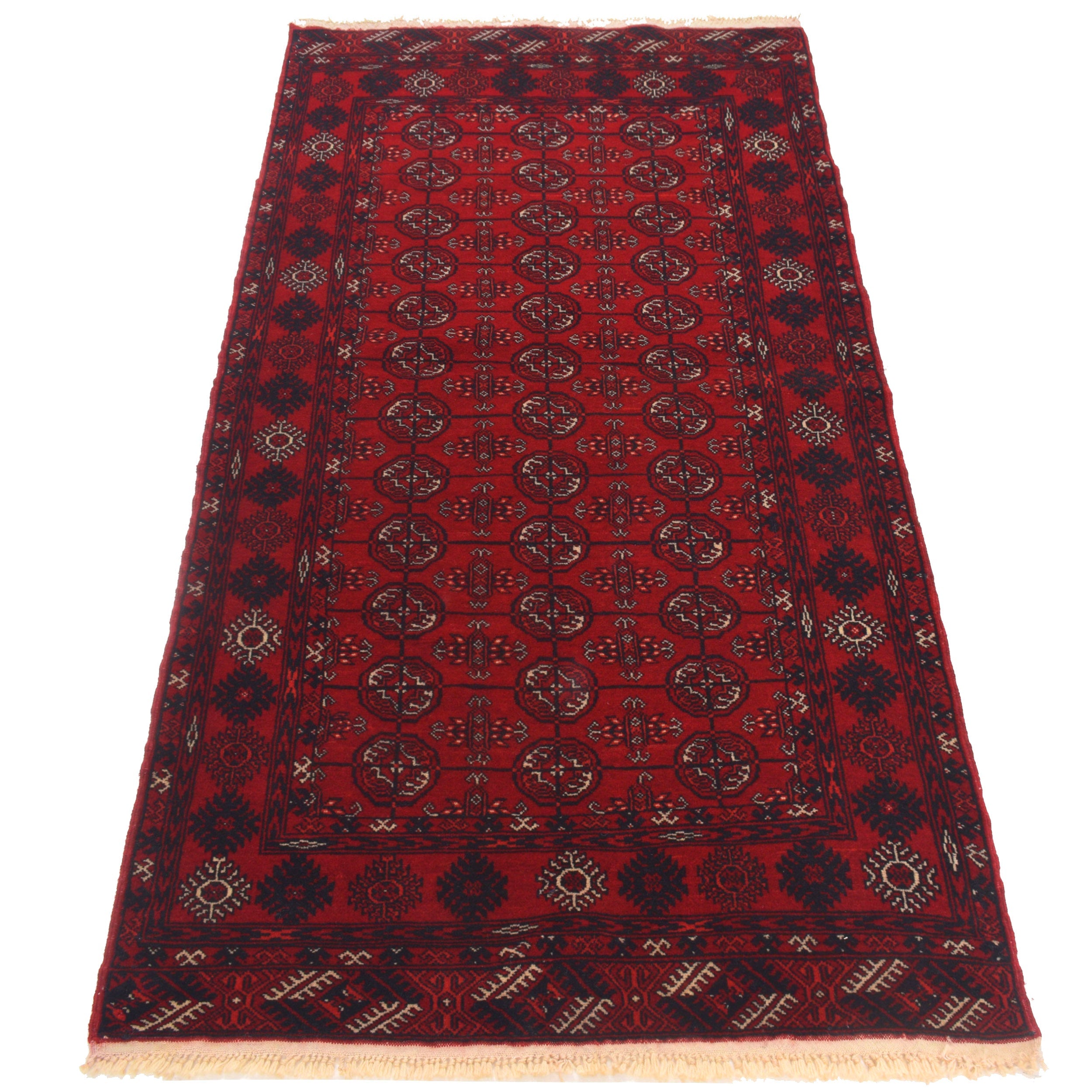 Handmade Bokhara Runner Wool-Rug 34 x 68 (in) (ID 22927)