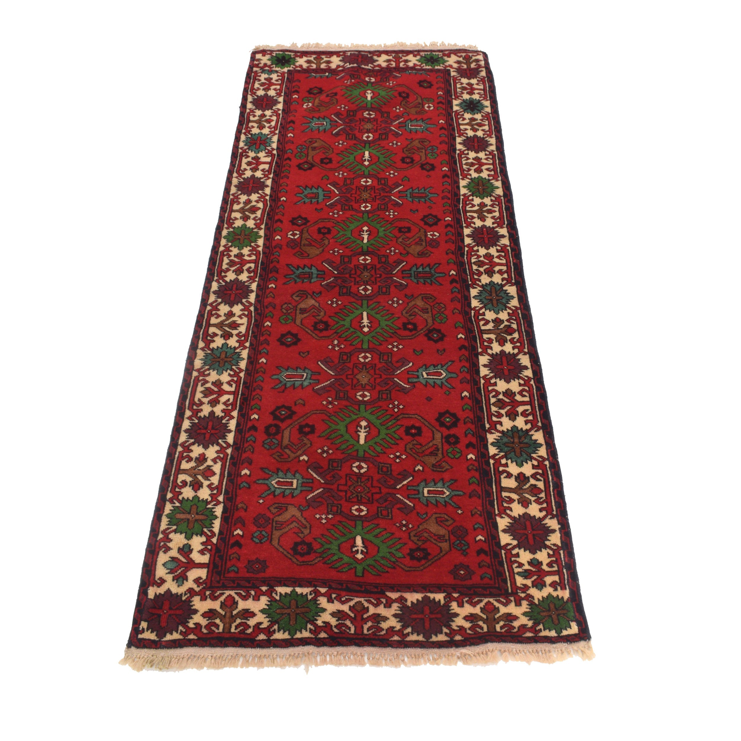 Handmade Wool Bokhara Runner Rug Red 71x172cm (ID G22934)