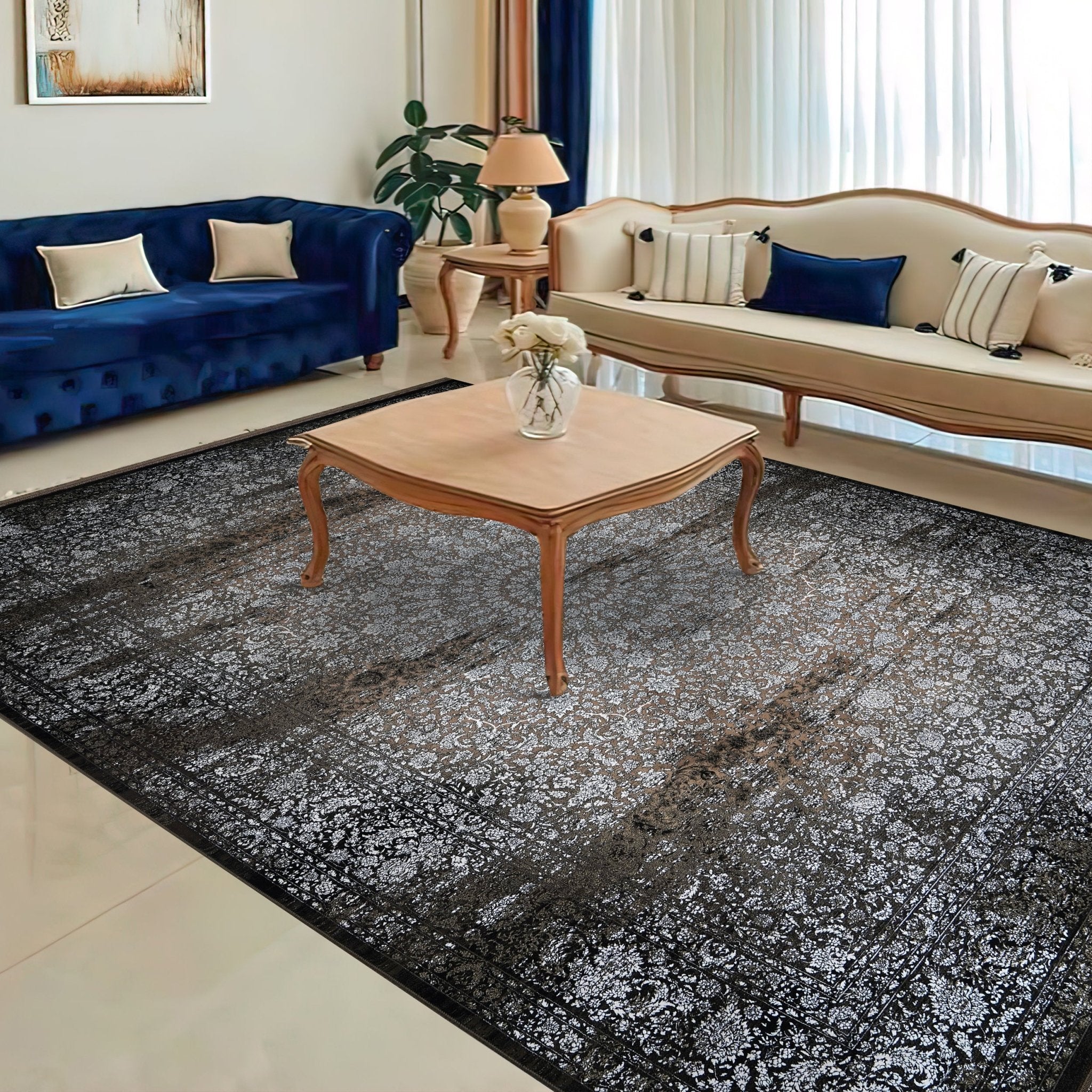 Heaven Distressed Floral Rug – Light Luxury Finish - 247 - Aladdinrugs