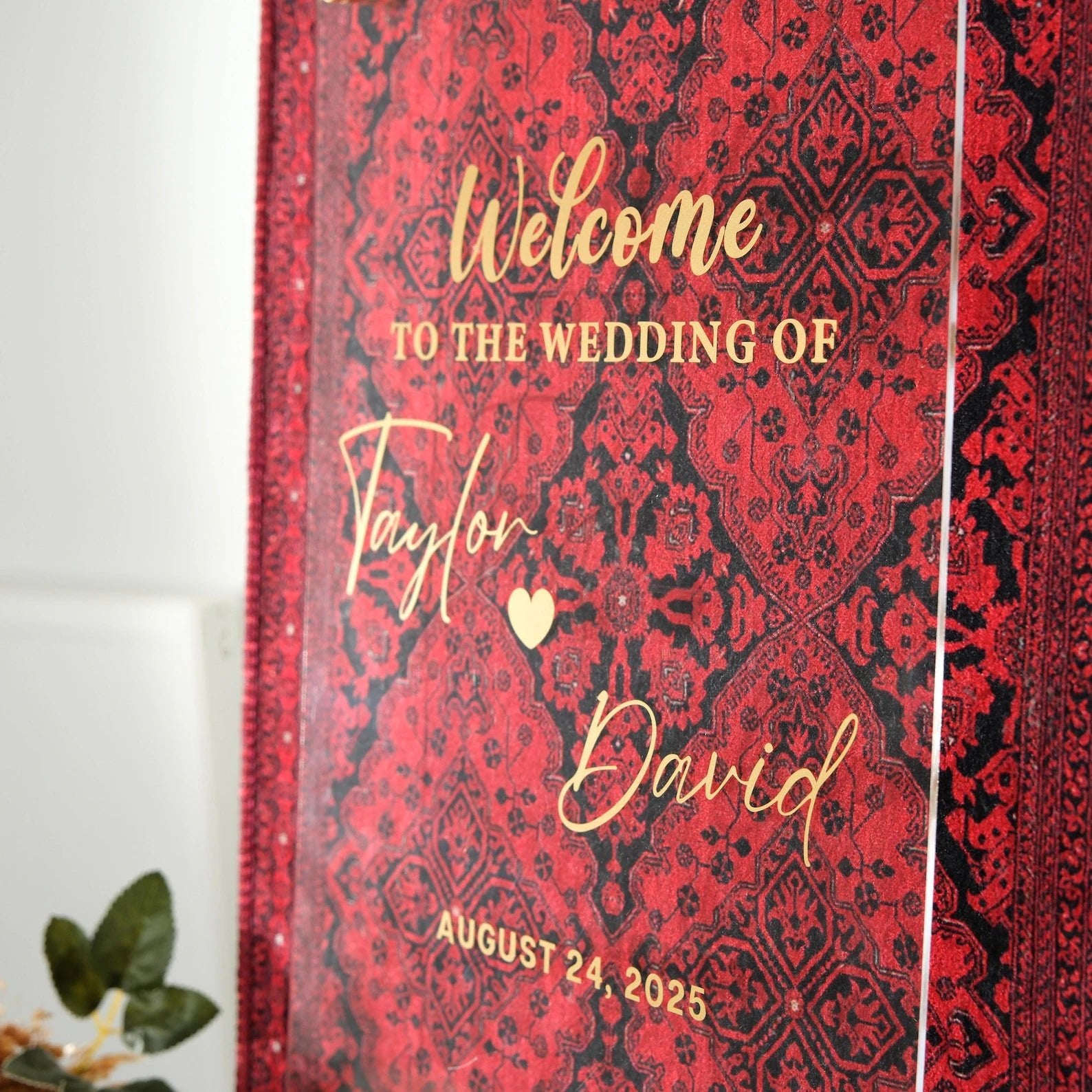 Luxury Rug Wedding Welcome Board – Personalized Entrance Rug Sign with Names & Date - Aladdinrugs