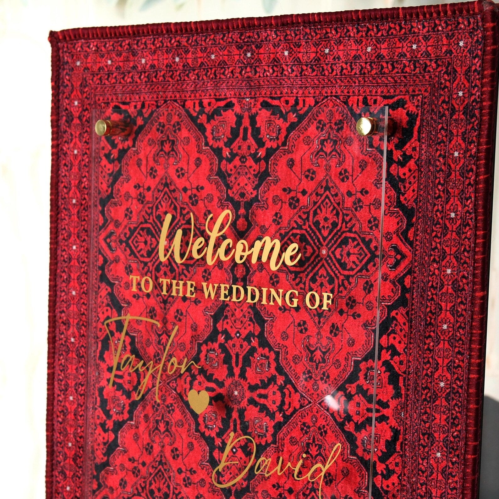 Luxury Rug Wedding Welcome Board – Personalized Entrance Rug Sign with Names & Date - Aladdinrugs