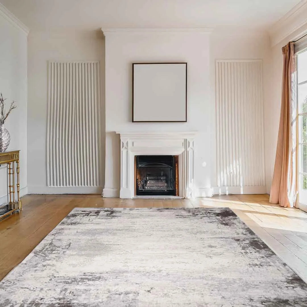 Lorenz Faded Linear Texture Grey Cream Rug