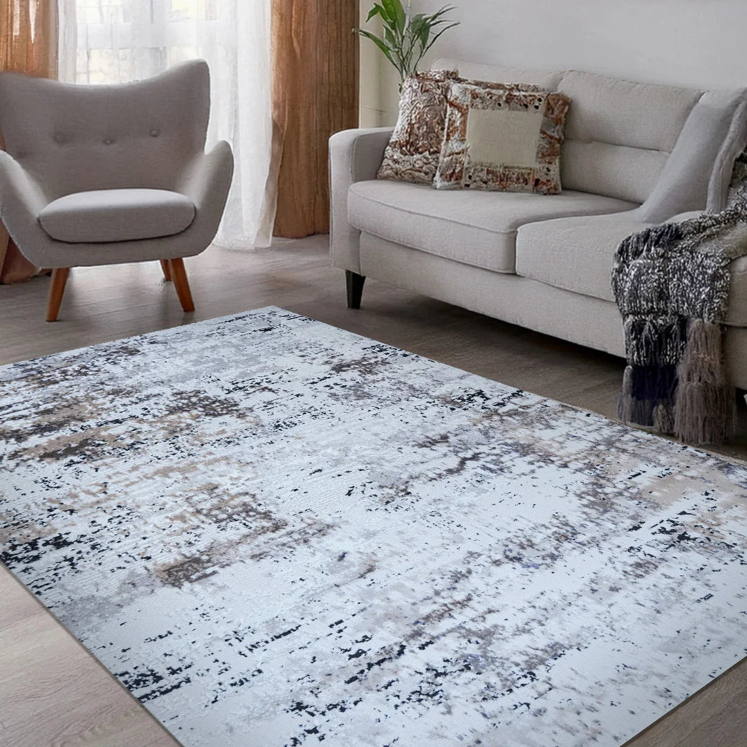Lorenz Cream Grey Abstract Modern Rug