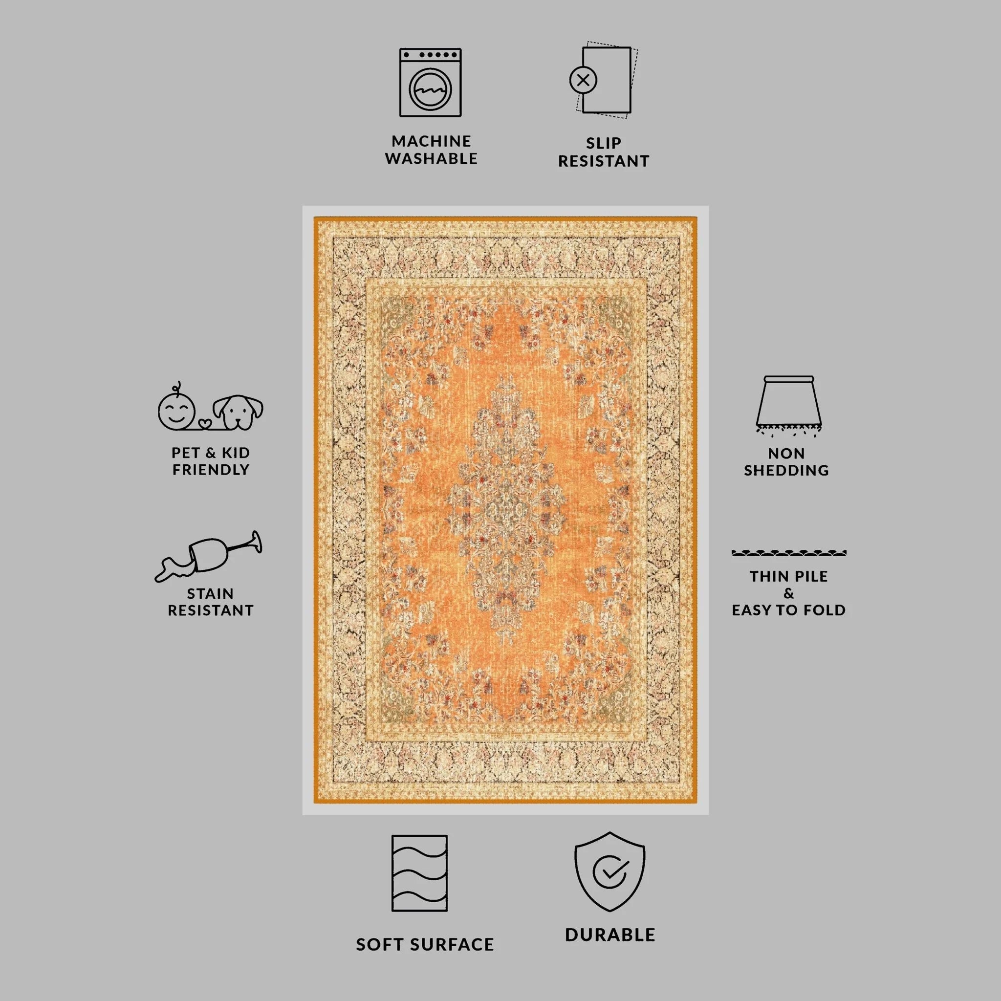 Warm Orange Carpet - Aladdinrugs