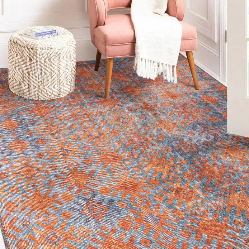 Orange & Blue Rug - Aladdinrugs