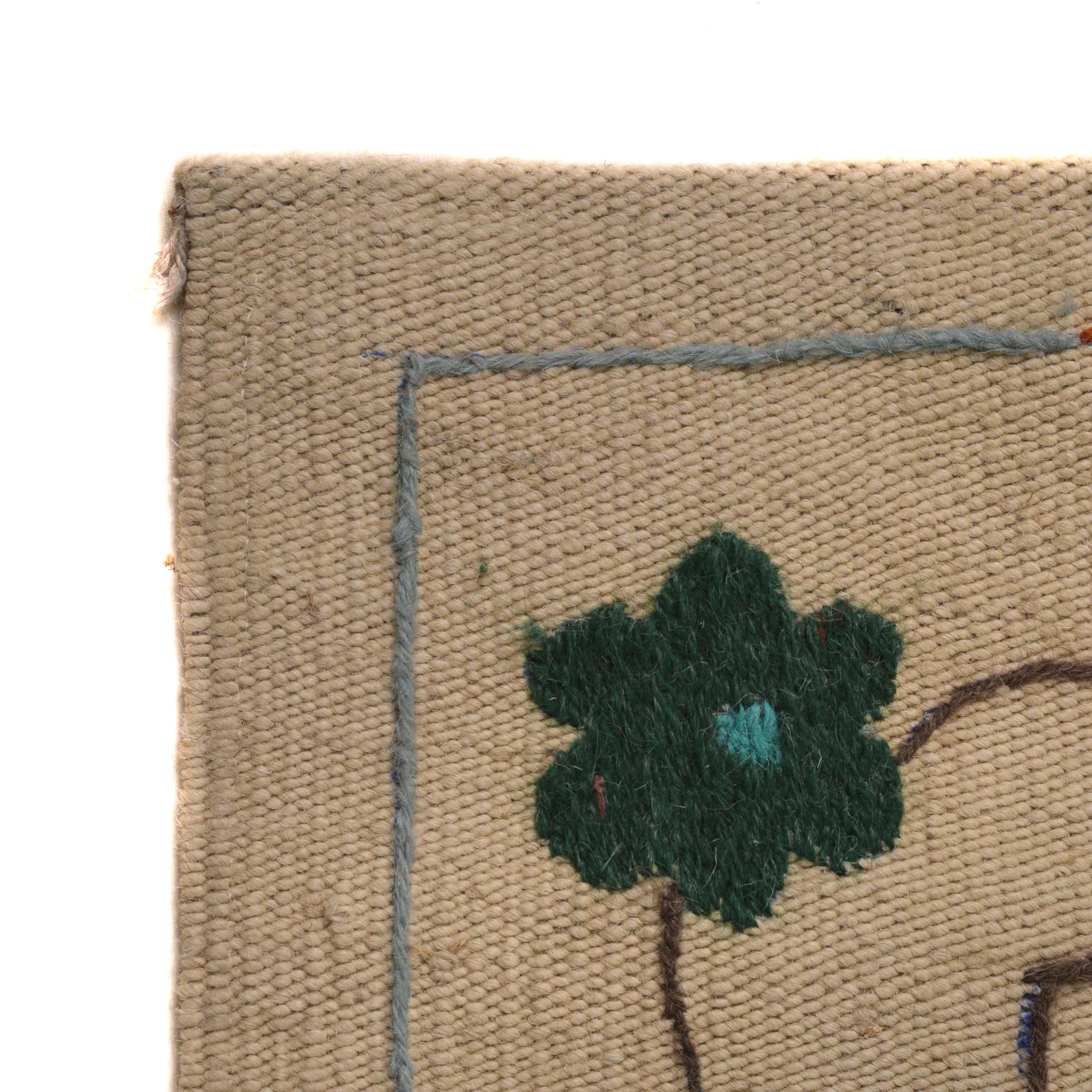 Ivory Color Embroidery Flatweave Kelim 5' 5" x 7' 9" (ft) - No. P34392