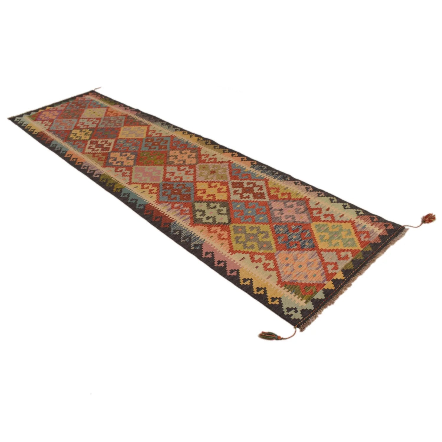 Handmade Natural Wool Kilim Runner Rug 84 × 307 cm – No. P34903