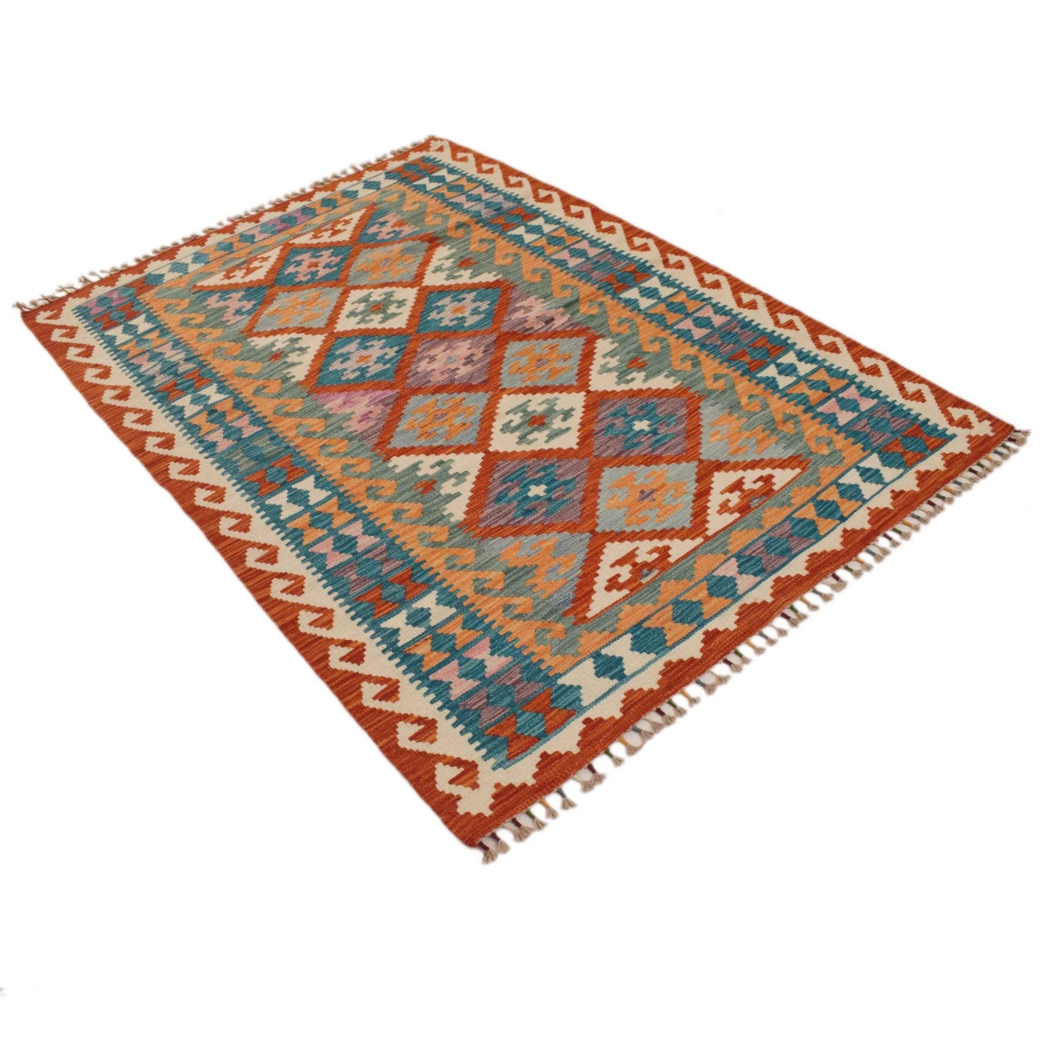 Handmade Natural Wool Kilim Rug 122 × 175 cm – No. P34928