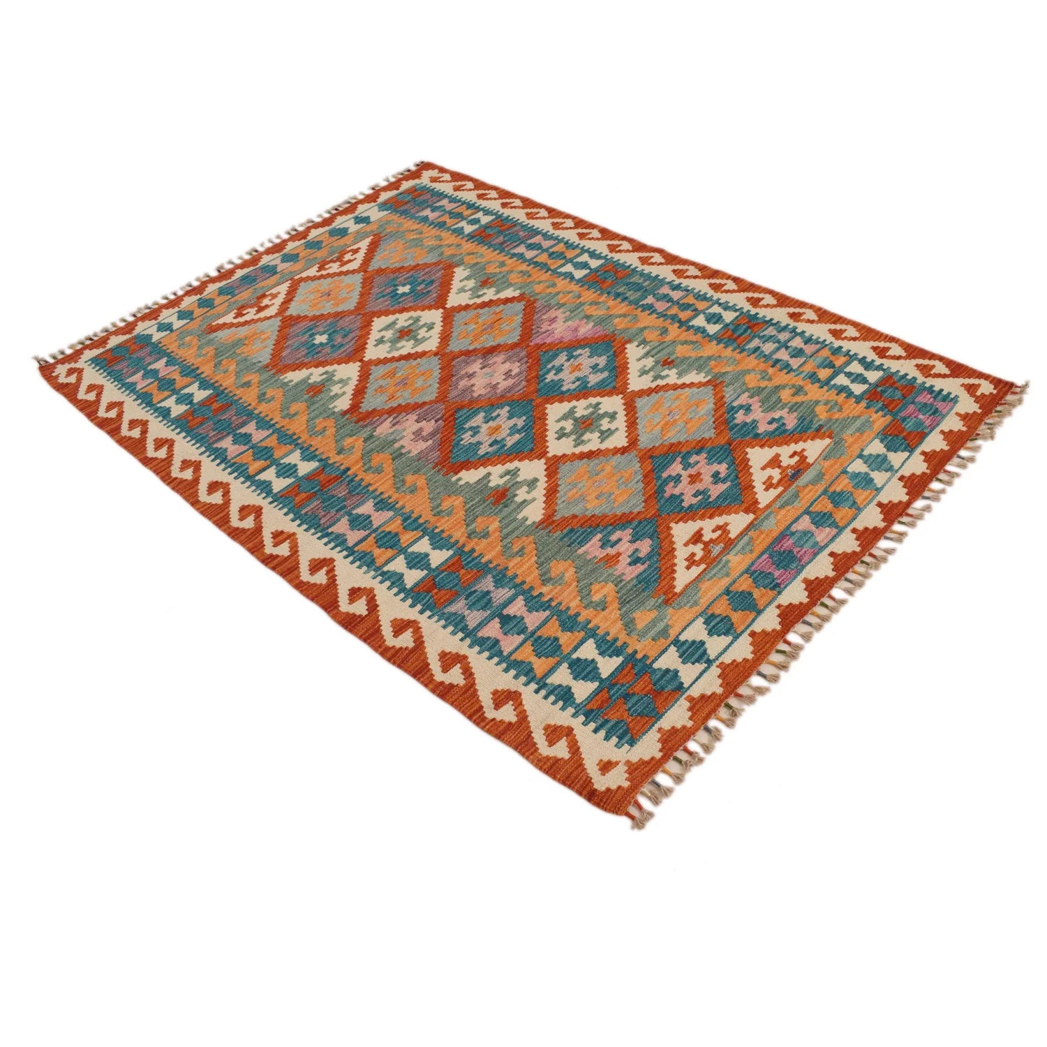 Handmade Natural Wool Kilim Rug 122 × 175 cm – No. P34928