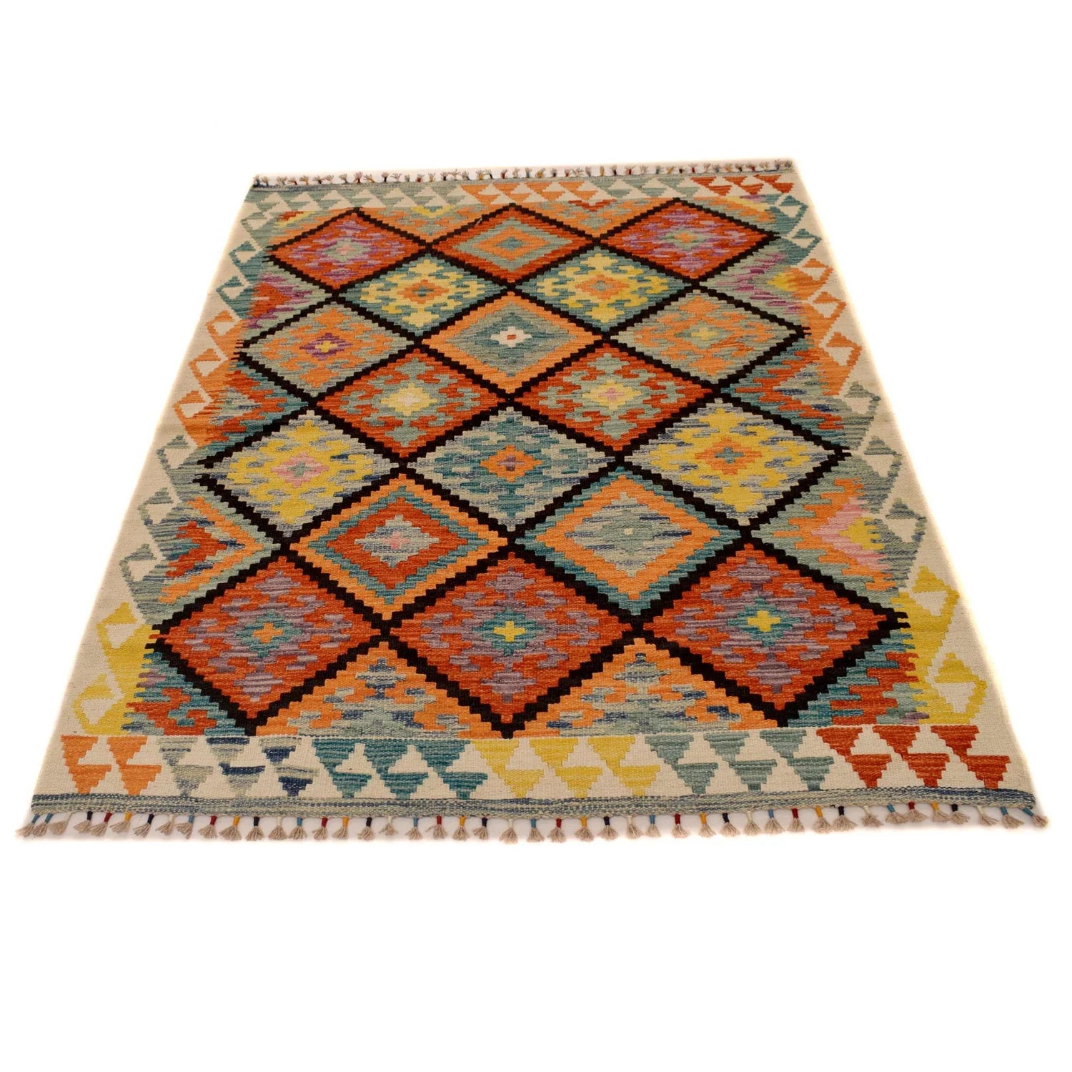 Handmade Natural Wool Kilim Rug 127 × 175 cm – No. P34933