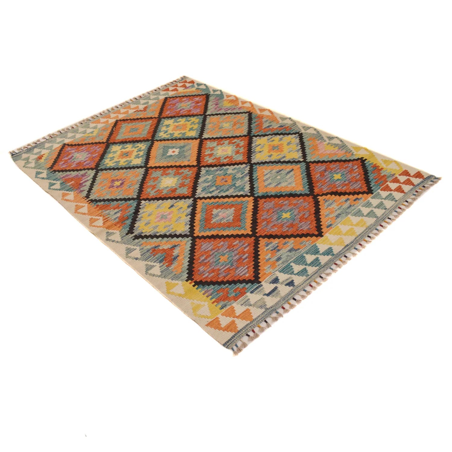 Handmade Natural Wool Kilim Rug 127 × 175 cm – No. P34933