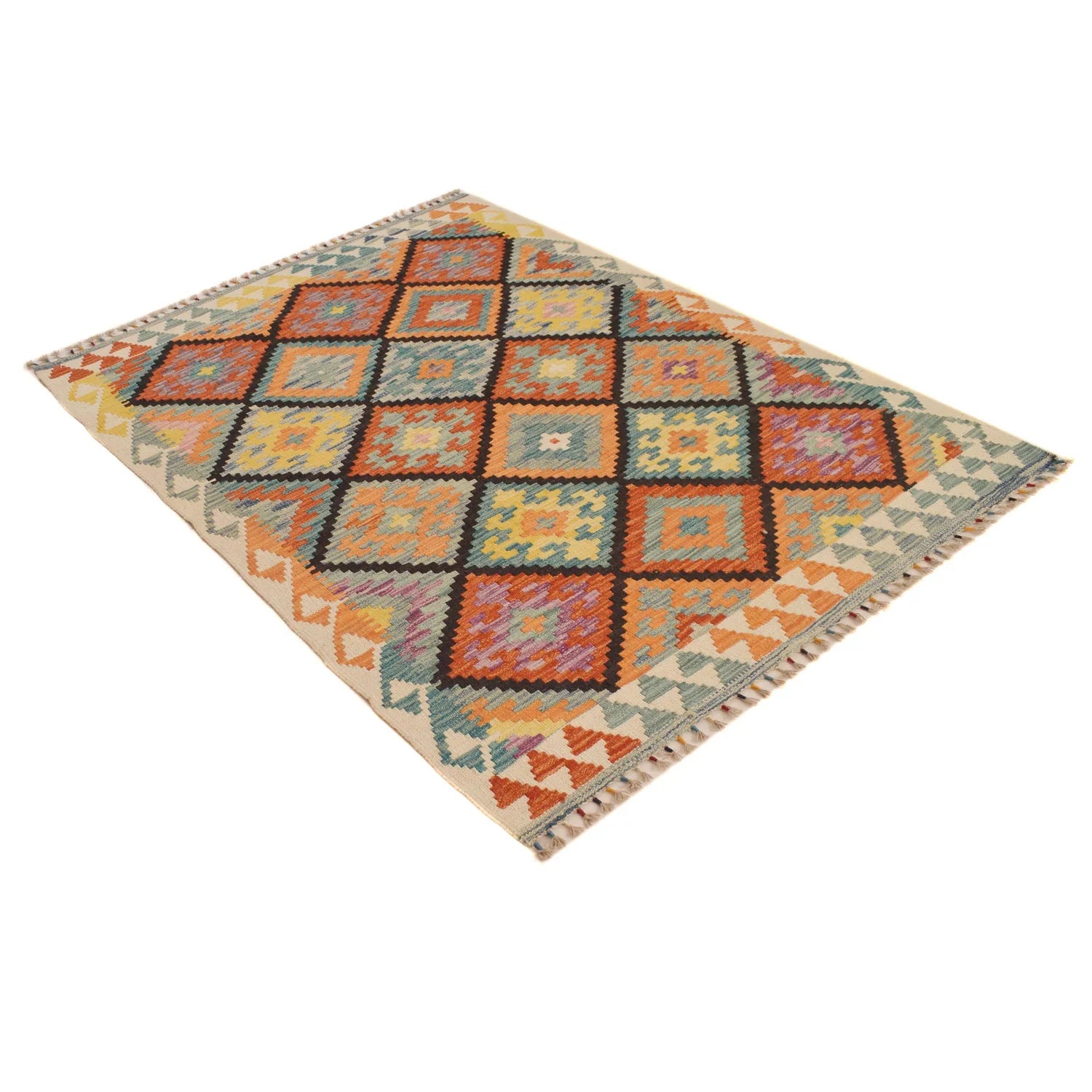 Handmade Natural Wool Kilim Rug 127 × 175 cm – No. P34933