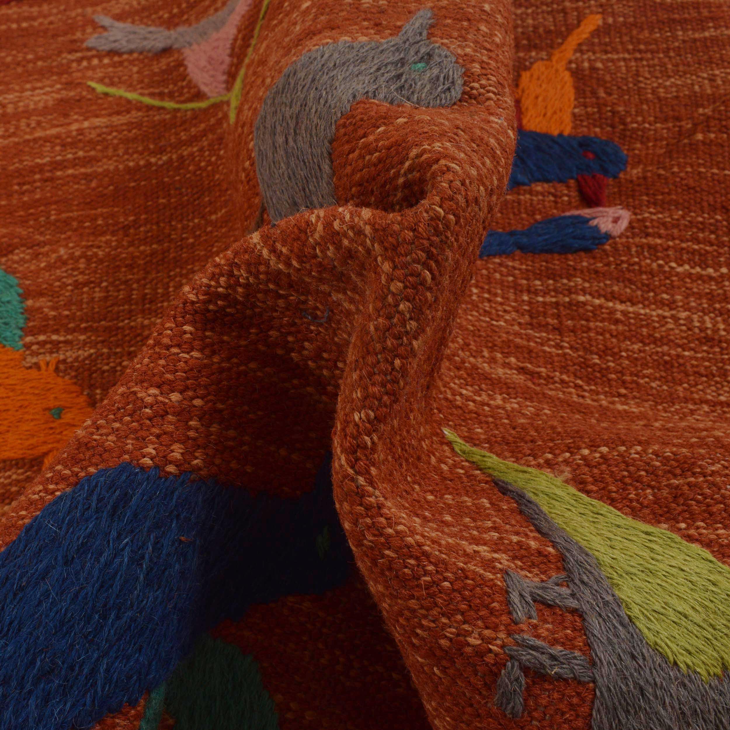 Handmade Embroidery Kilim Red Rug – 79 x 125 cm – P35160