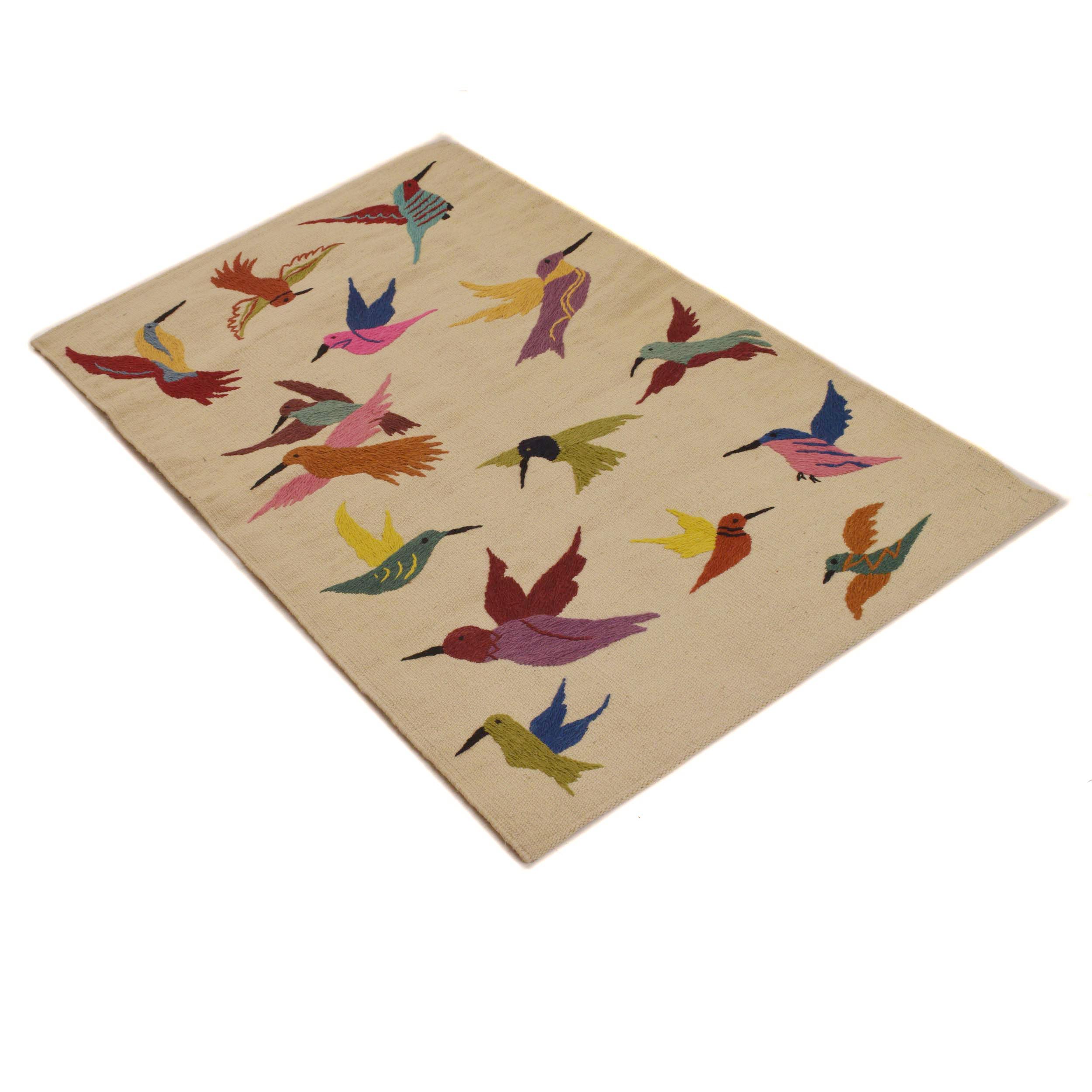 Beige Embroidered Kilim Rug – 73x122 cm – Carpet ID: P35164