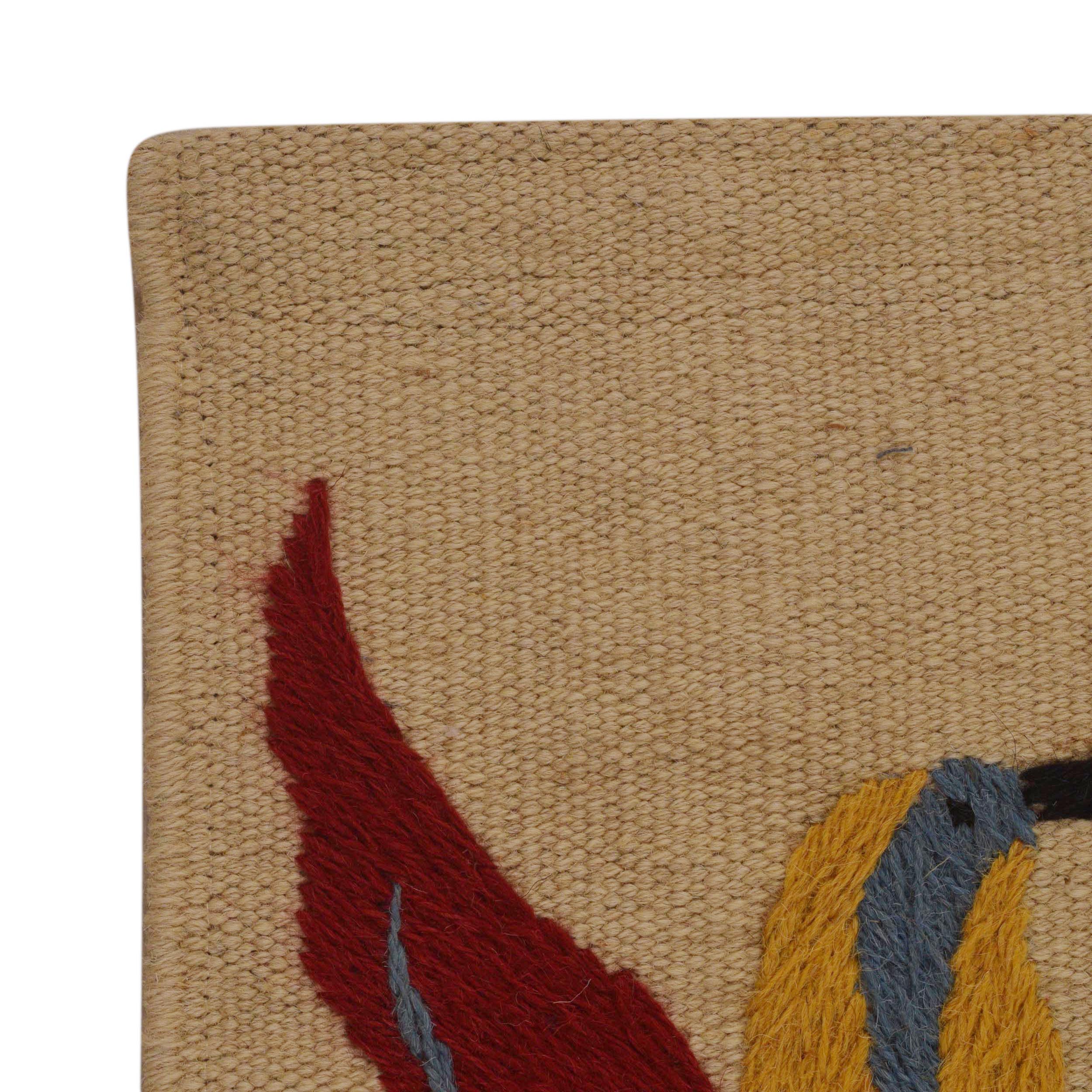 Beige Embroidered Kilim Rug – 73x122 cm – Carpet ID: P35164