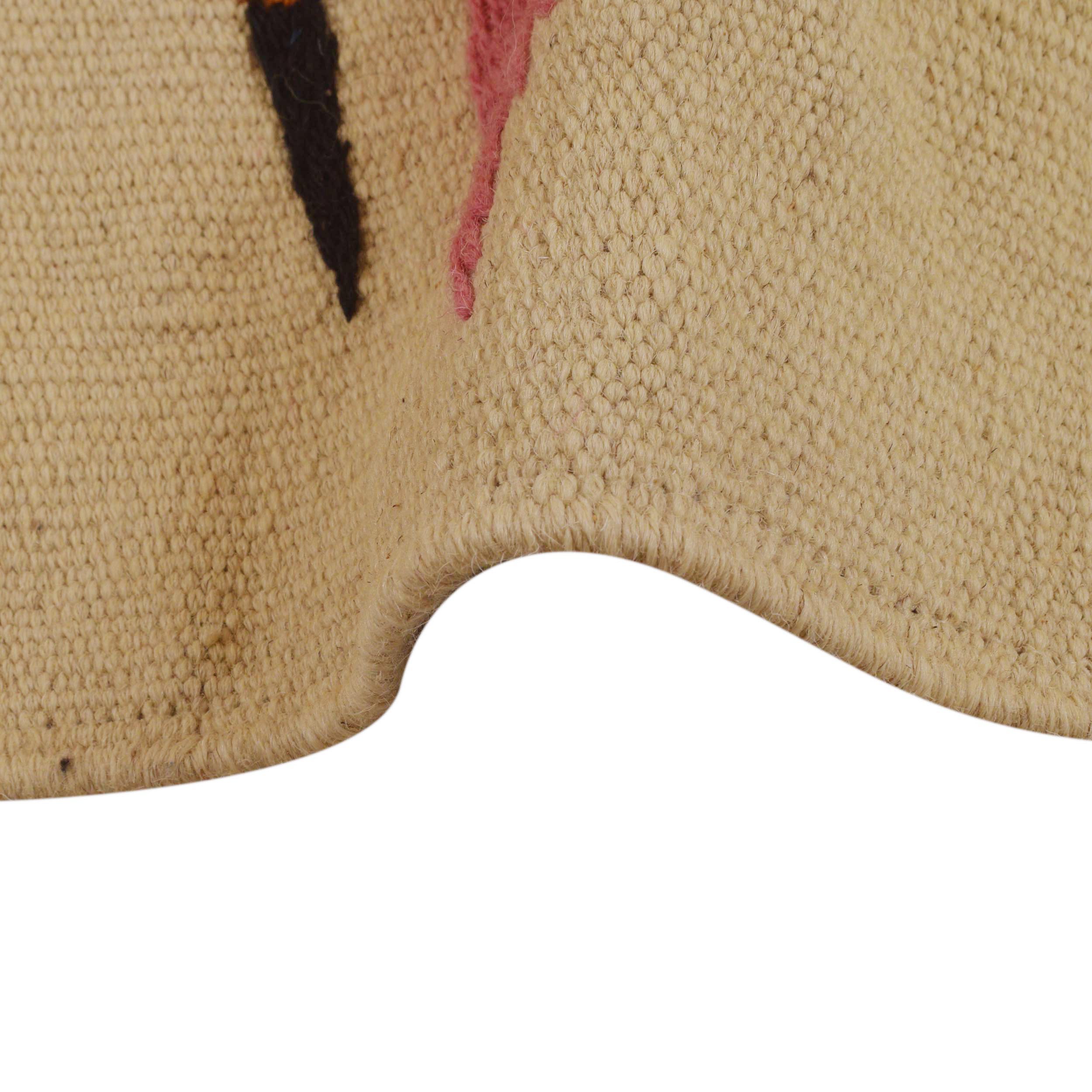 Beige Embroidered Kilim Rug – 73x122 cm – Carpet ID: P35164