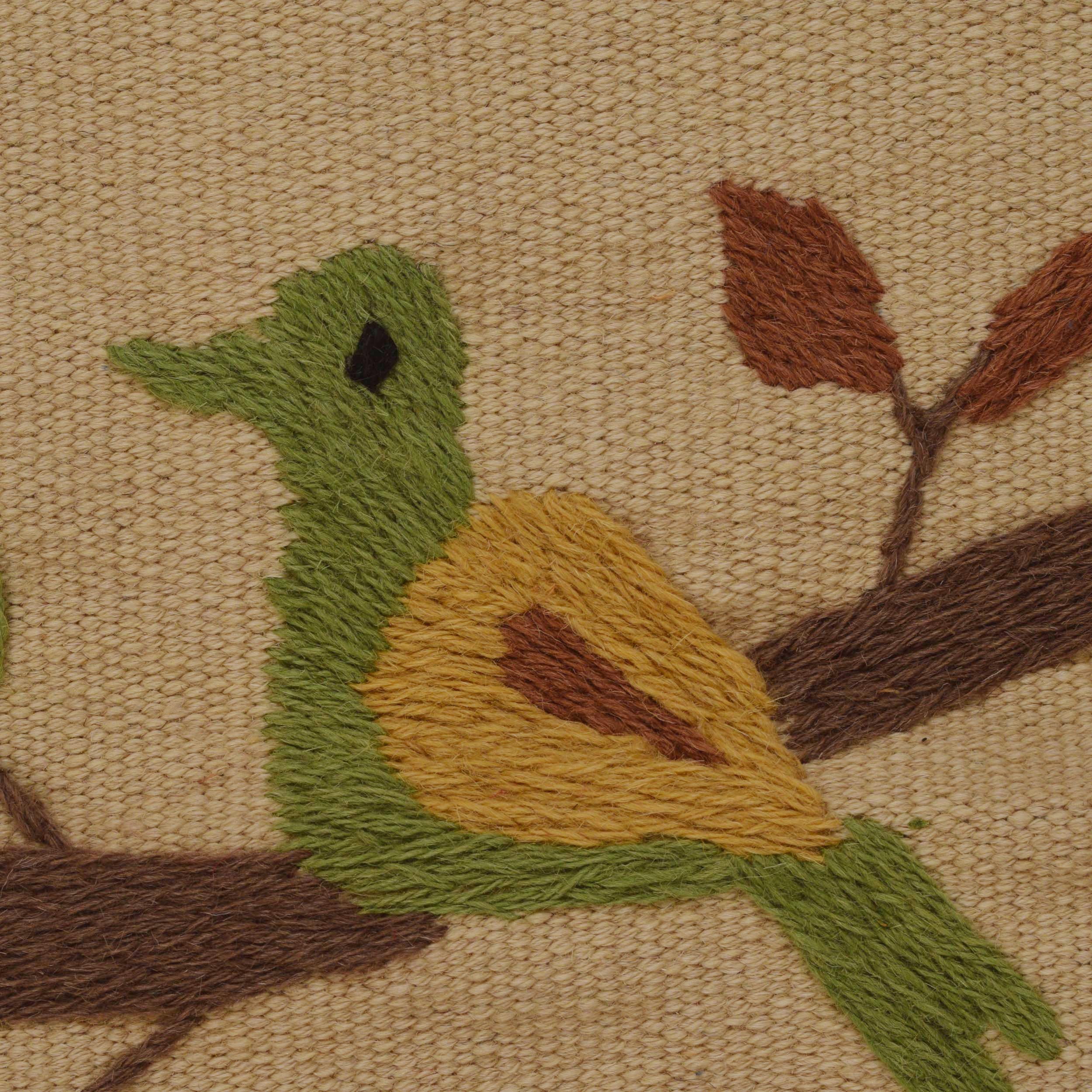 Beige Embroidered Flatweave Kilim Rug 73 x 122 cm P35165