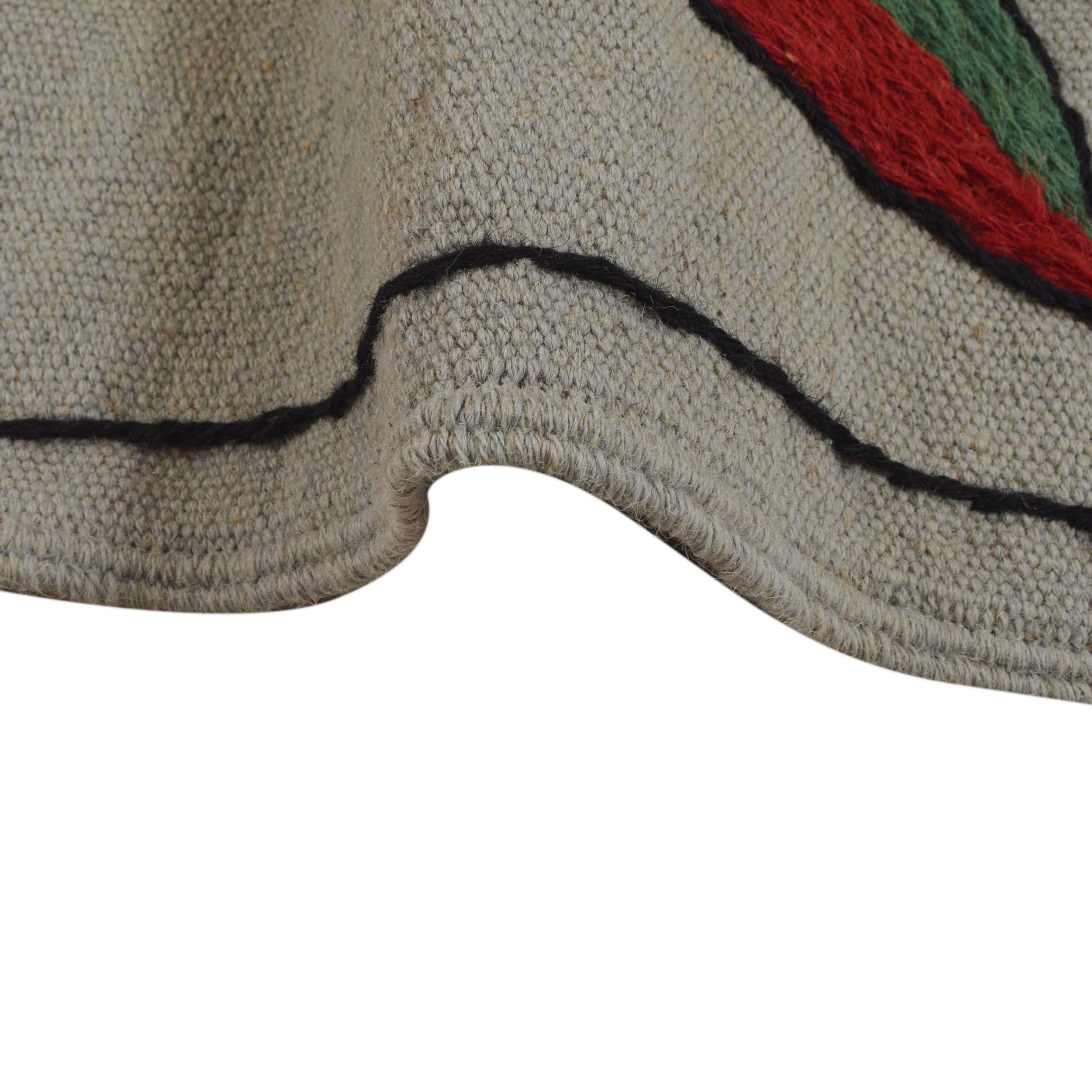 Grey Color Embroidery Flatweave Kilim 3' 11" x 5' 9" (ft) - No. P35166