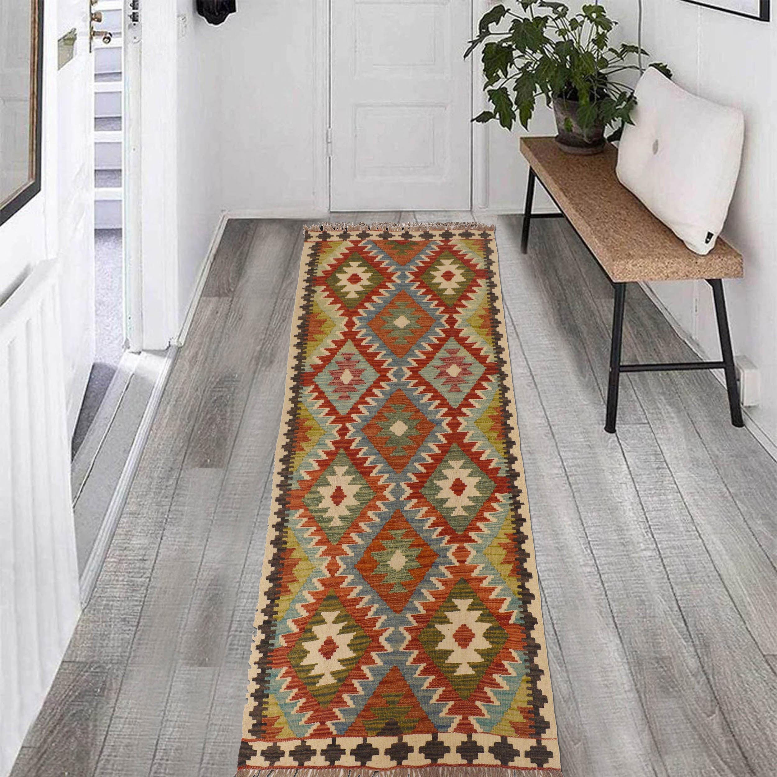 Vegetable Kelim Runner Wool Rug 83 x 198 cm P35502