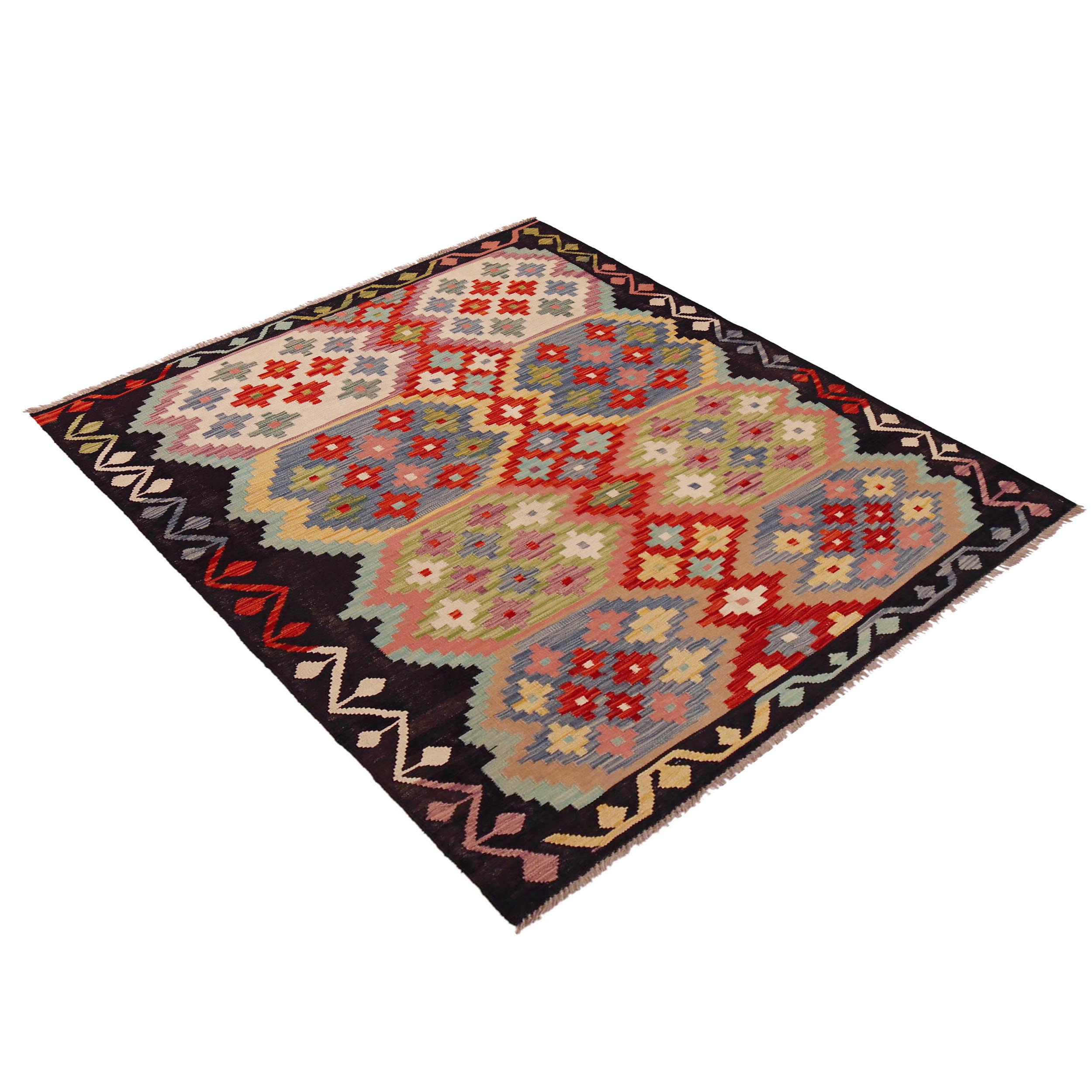 Handmade Vegetable Kilim 4' 11" x 6' 8" (ft) - No. P35840